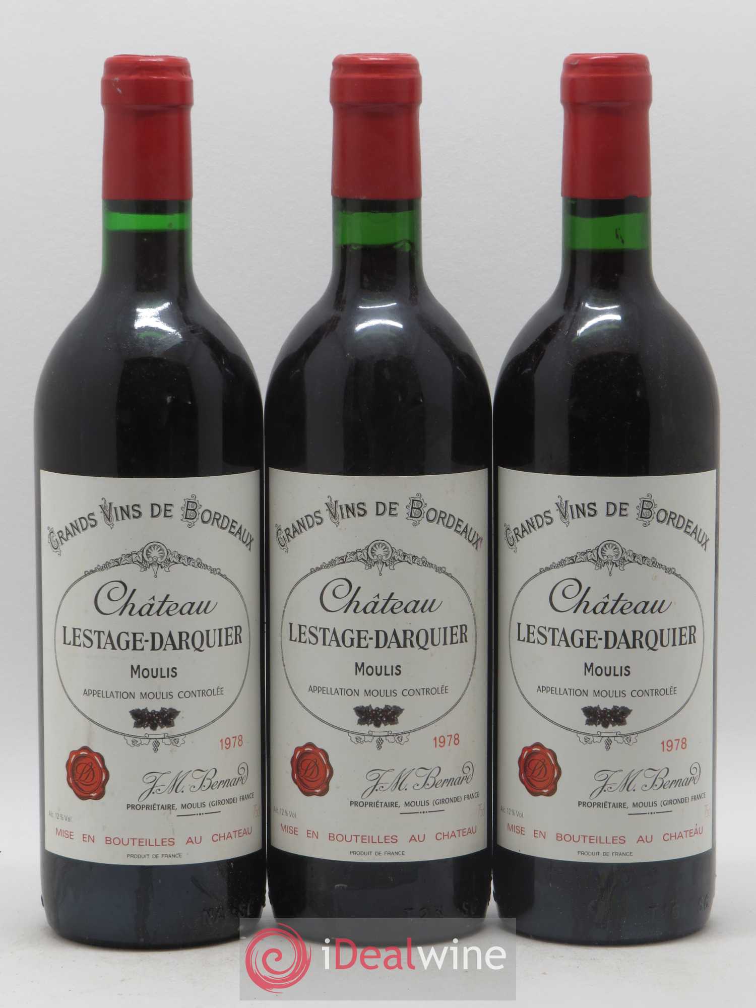Moulis en Médoc Lestage Darquier 1978 - Lot de 3 bouteilles - 0