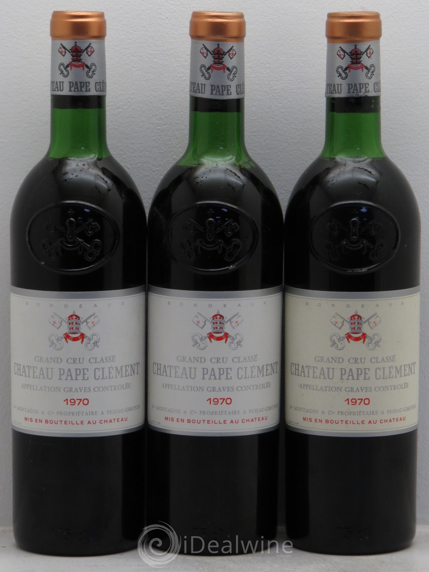 Château Pape Clément Cru Classé de Graves 1970 - Lot de 3 bouteilles - 0
