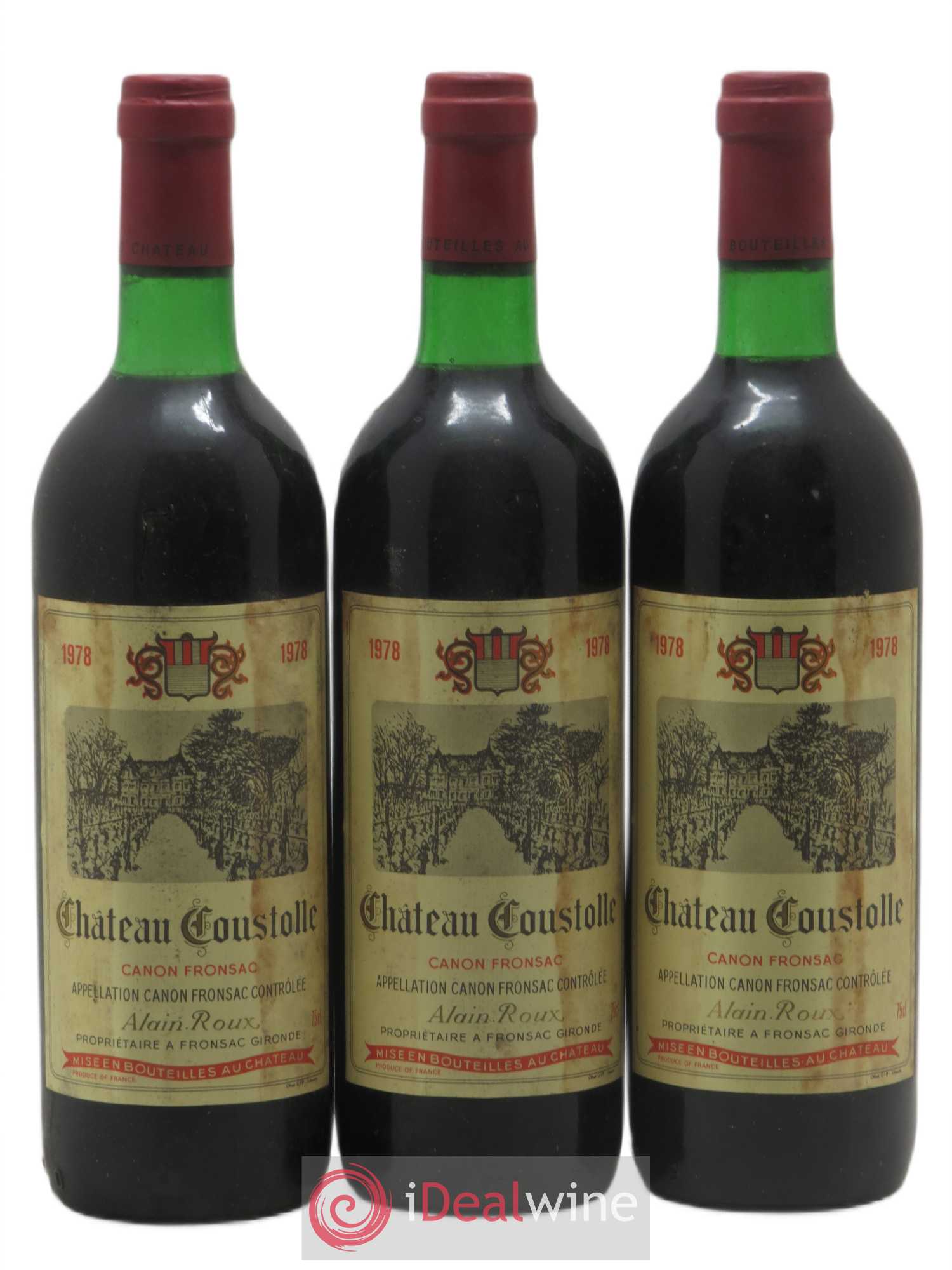Canon-Fronsac Château Coustolle 1978 - Posten von 3 Flaschen - 0