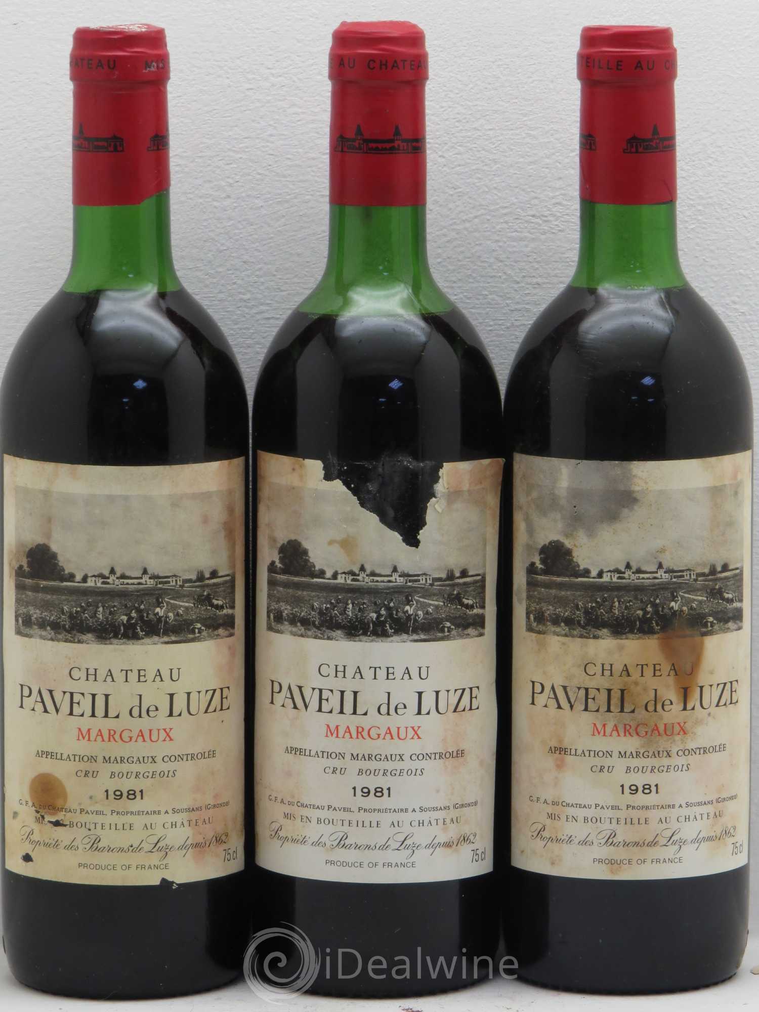 Château Paveil de Luze Cru Bourgeois 1981 - Lot de 3 bouteilles - 0