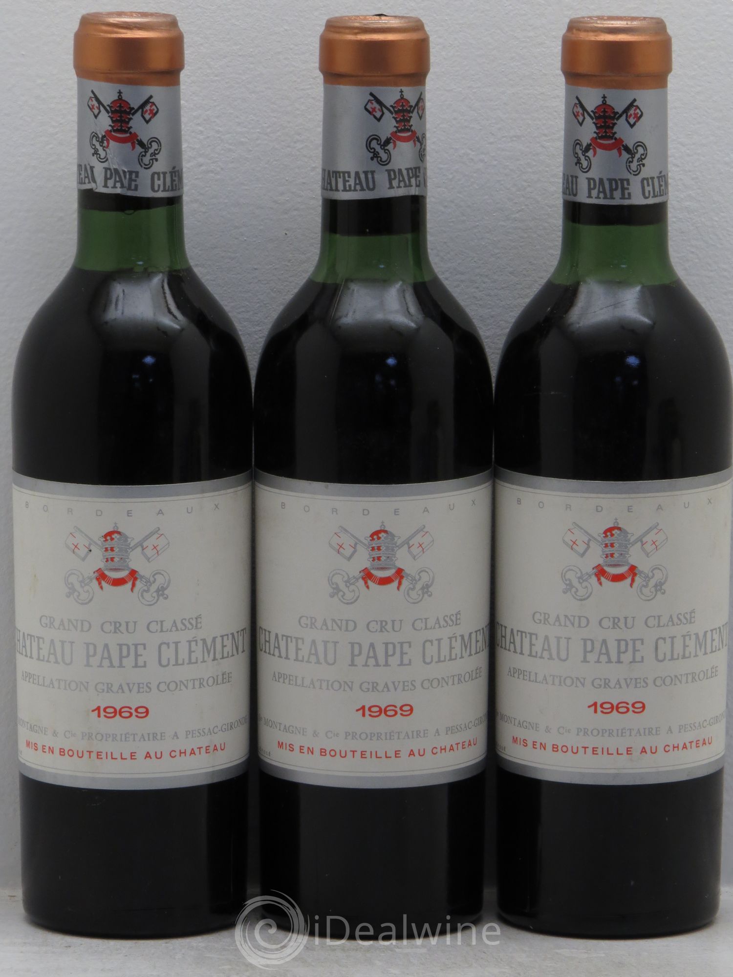 Château Pape Clément Cru Classé de Graves (sans prix de réserve) 1969 - Lot de 3 demi bouteilles - 0