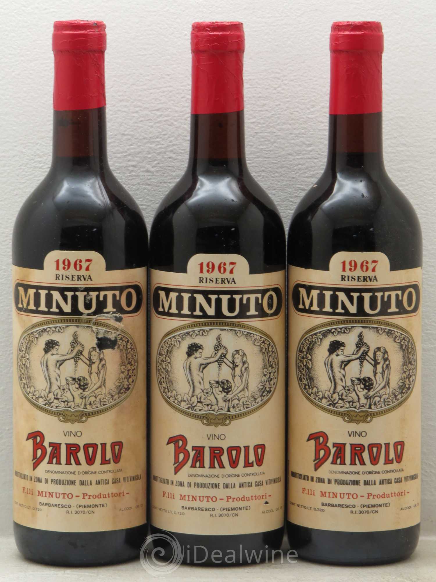 Barolo Riserva Paul Minuto 1967 - Lot of 3 bottles - 0