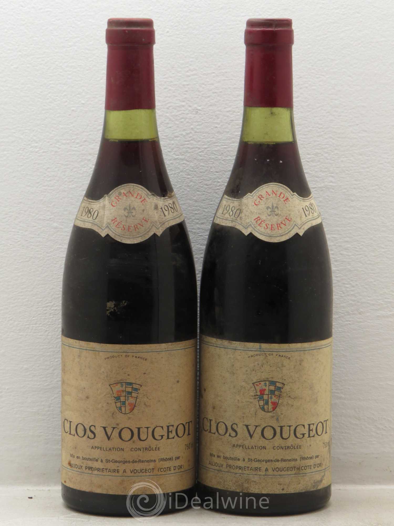 Clos de Vougeot Grand Cru Domaine Aujoux 1980 - Lot de 2 bouteilles - 0