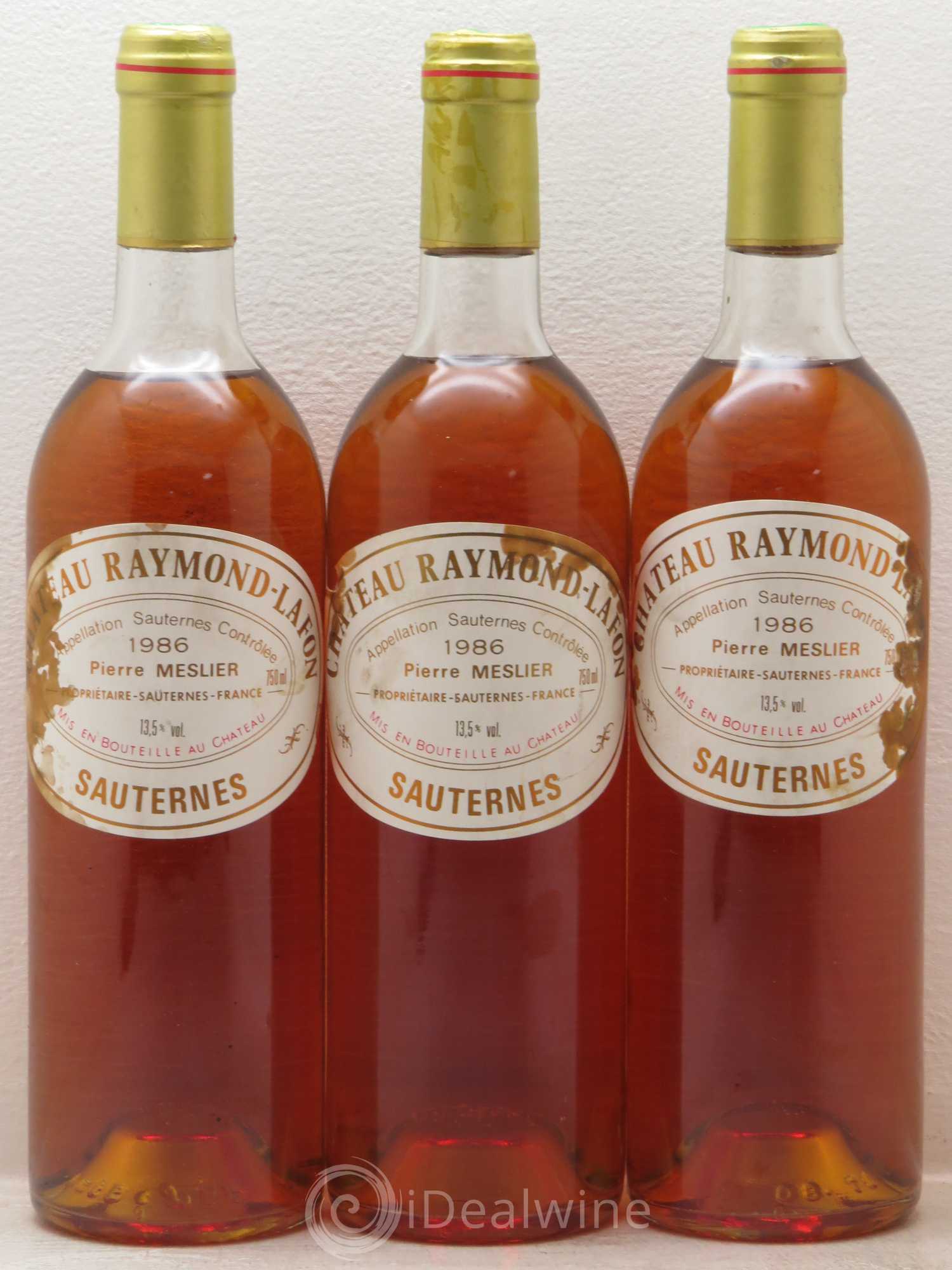 Château Raymond Lafon 1986 - Lotto di 3 bottiglie - 0