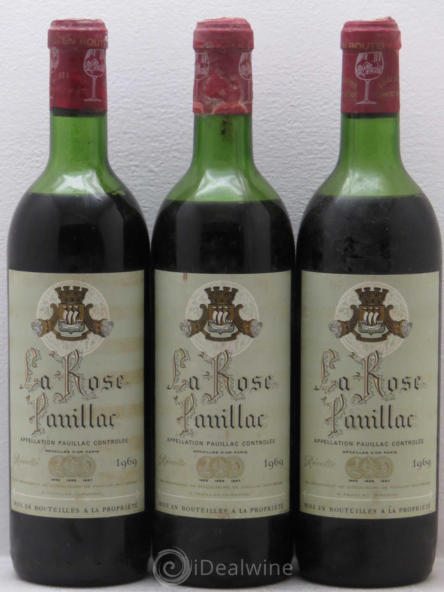 La Rose Pauillac 1969 - Lot de 3 bouteilles - 0