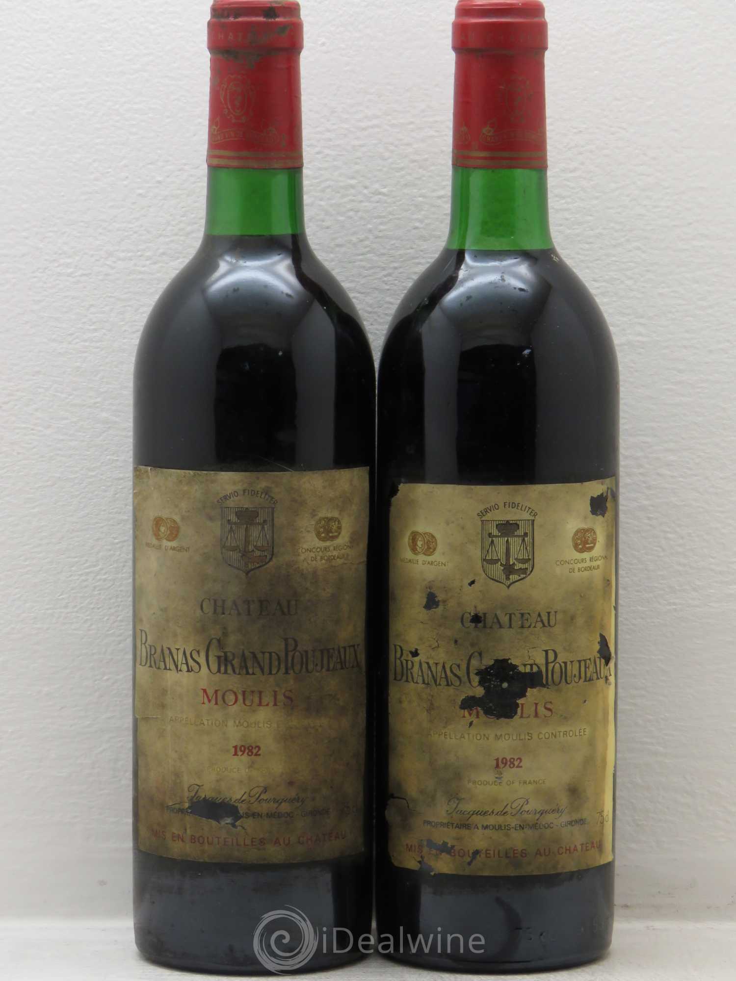 Château Branas Grand Poujeaux Cru Bourgeois 1982 - Lot de 2 bouteilles - 0