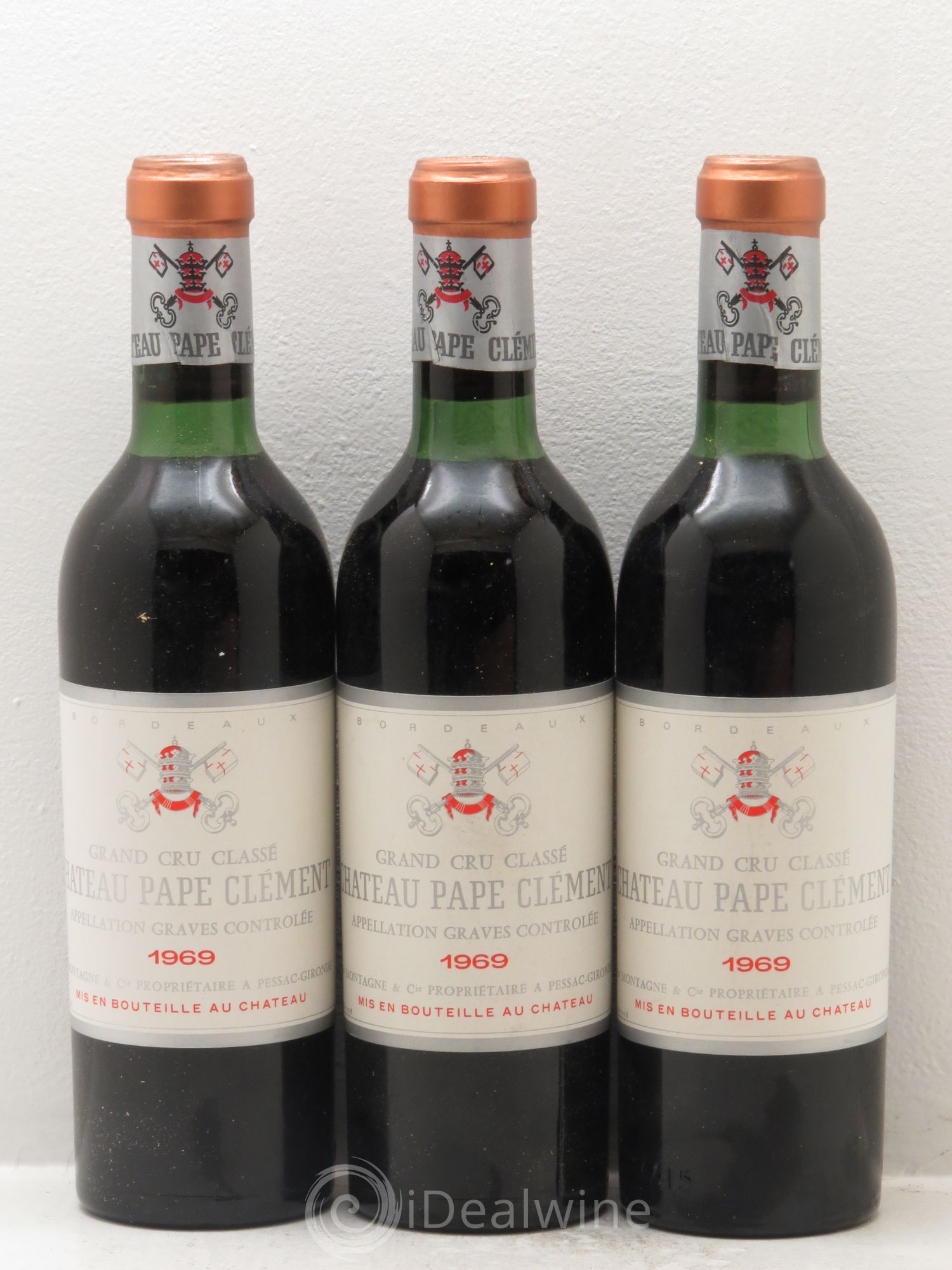 Château Pape Clément Cru Classé de Graves 1969 - Lot de 3 demi bouteilles - 0