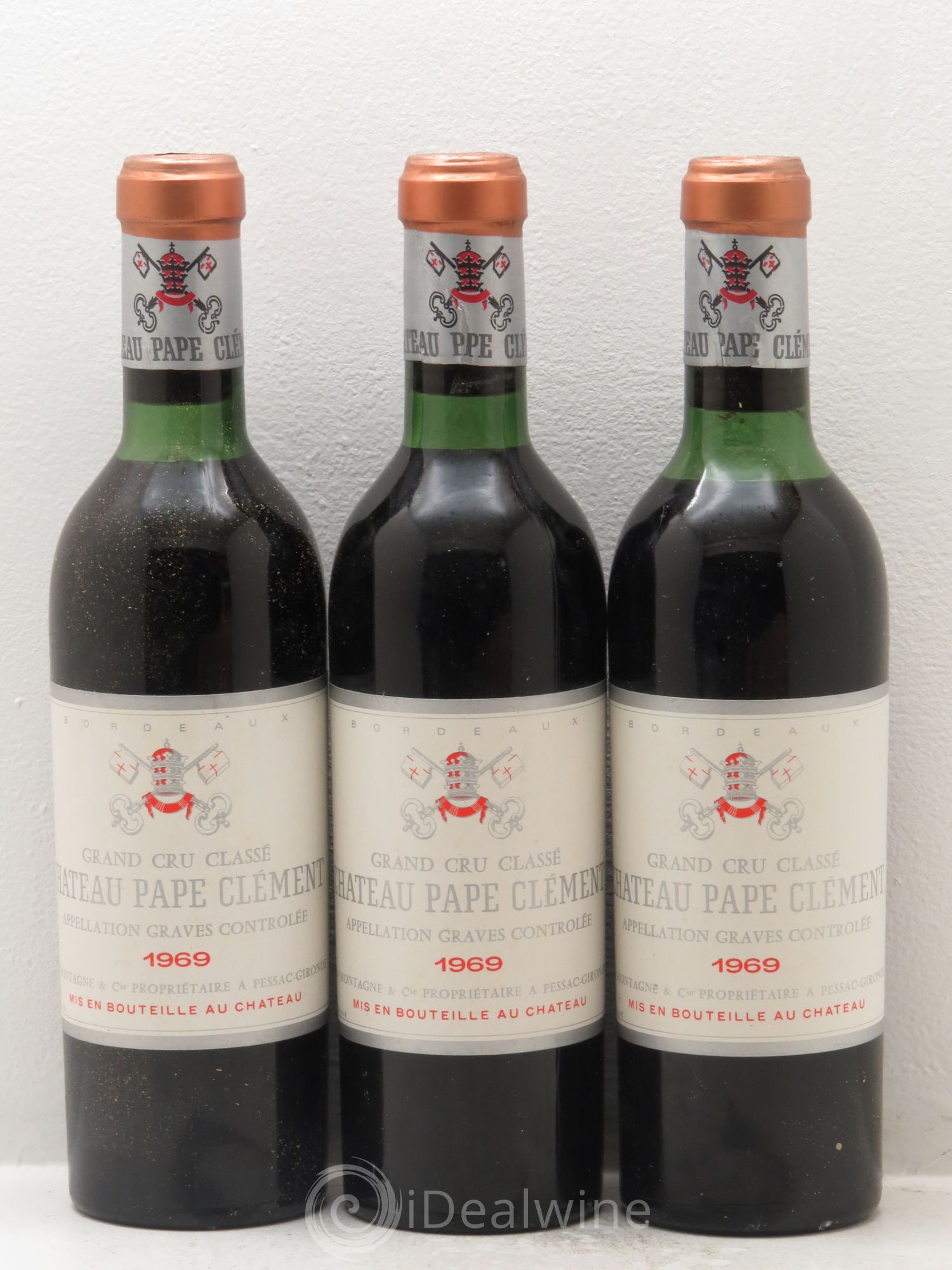Château Pape Clément Cru Classé de Graves 1969 - Lot de 3 demi bouteilles - 0