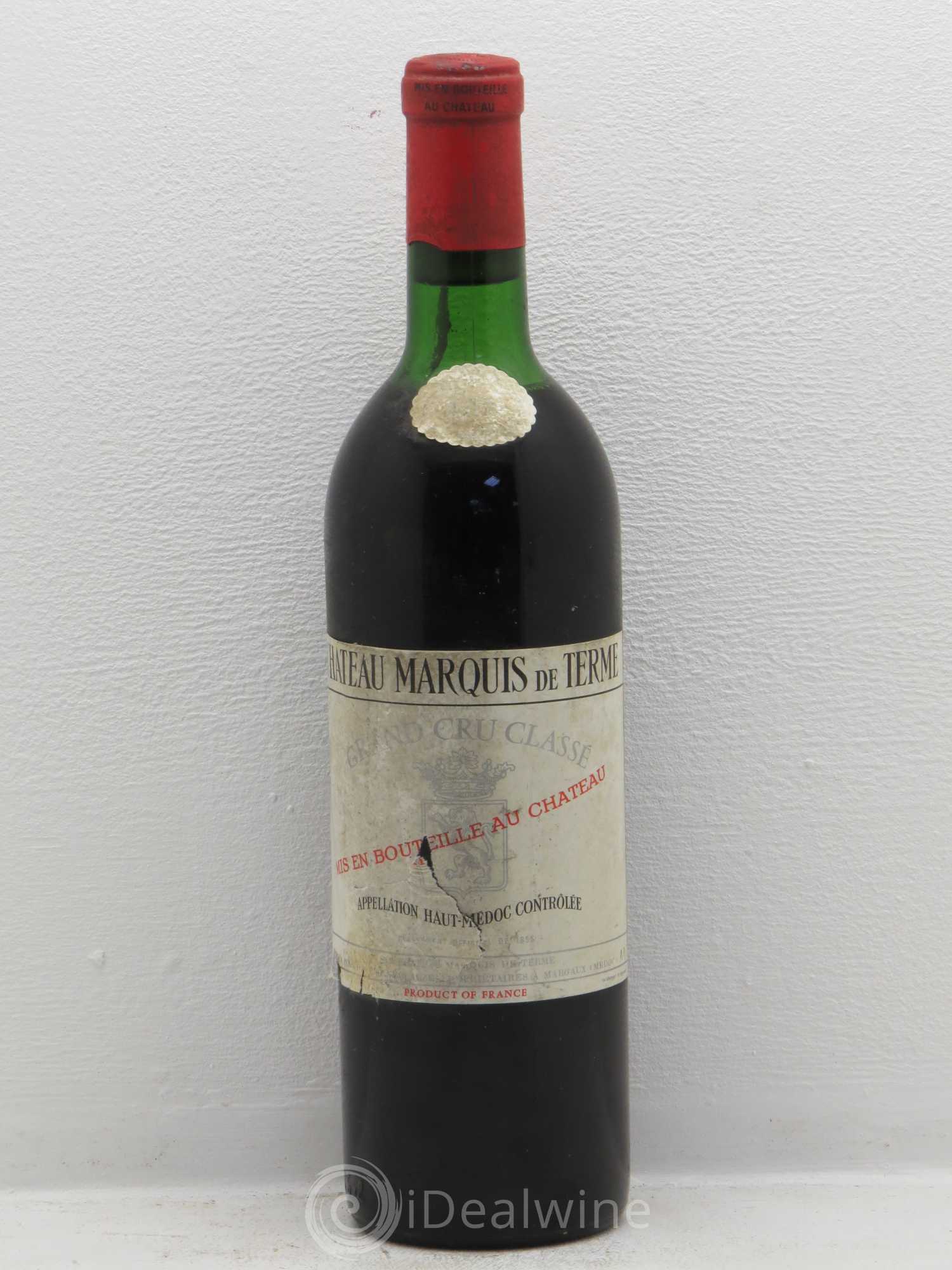 Château Marquis de Terme 4ème Grand Cru Classé 1968 - Lot de 1 bouteille - 0