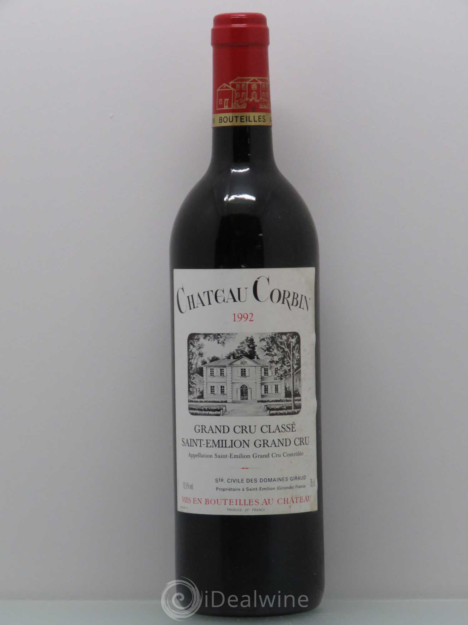 Château Corbin Grand Cru Classé 1992 - Lot de 1 bouteille - 0