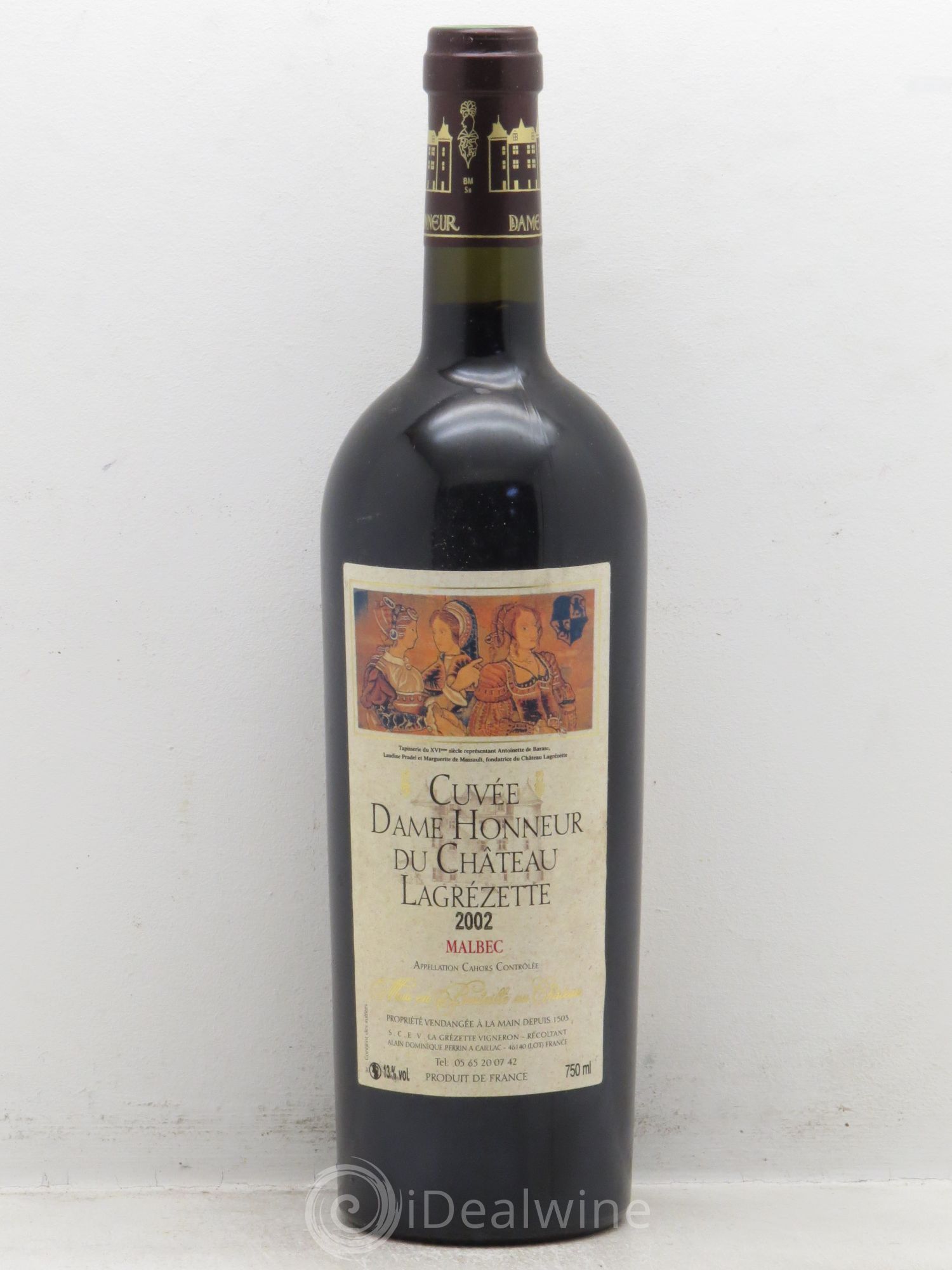 Cahors Château Lagrezette Alain Dominique Perrin Cuvée Dame Honneur (sans prix de réserve-no reserve) 2002 - Posten von 1 Flasche - 0