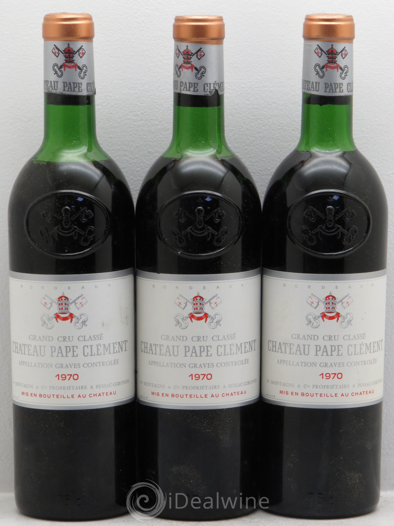 Château Pape Clément Cru Classé de Graves 1970 - Lot de 3 bouteilles - 0