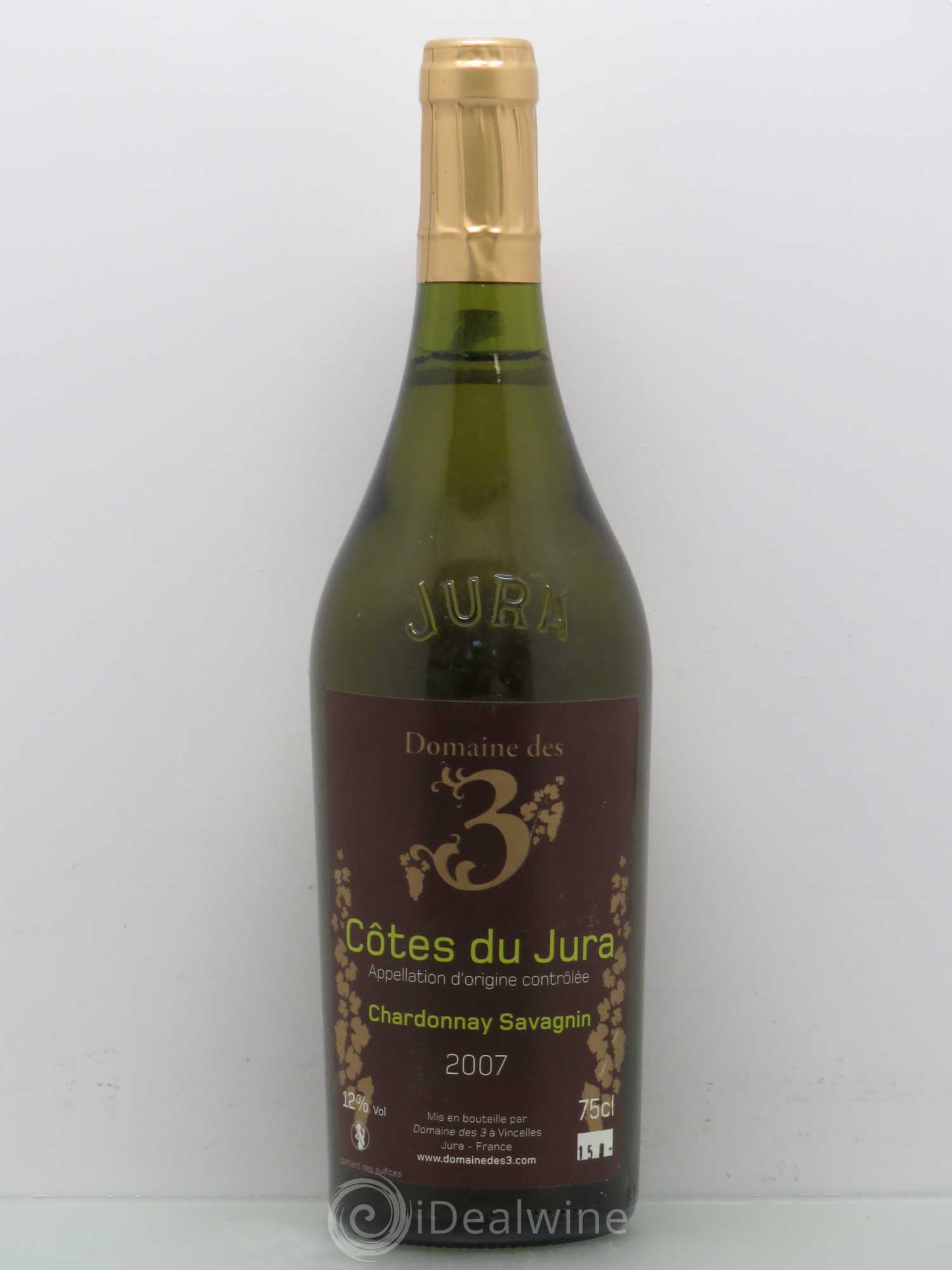 Côtes du Jura Chardonnay et Savagnin - Domaine des 3 2007 - Posten von 1 Flasche - 0