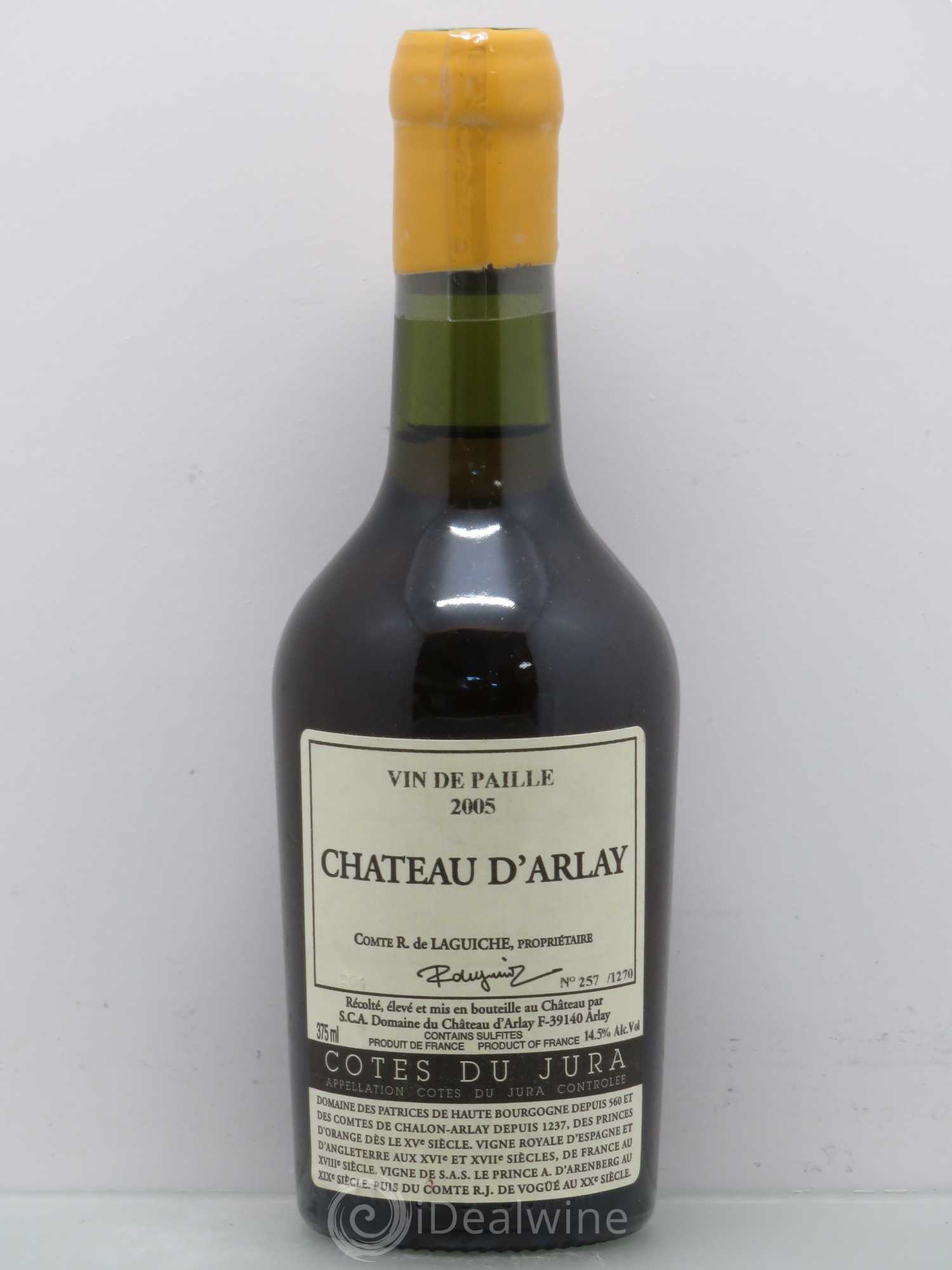 Côtes du Jura Vin de Paille Château d'Arlay 2005 - Lotto di 1 mezza bottiglia - 0