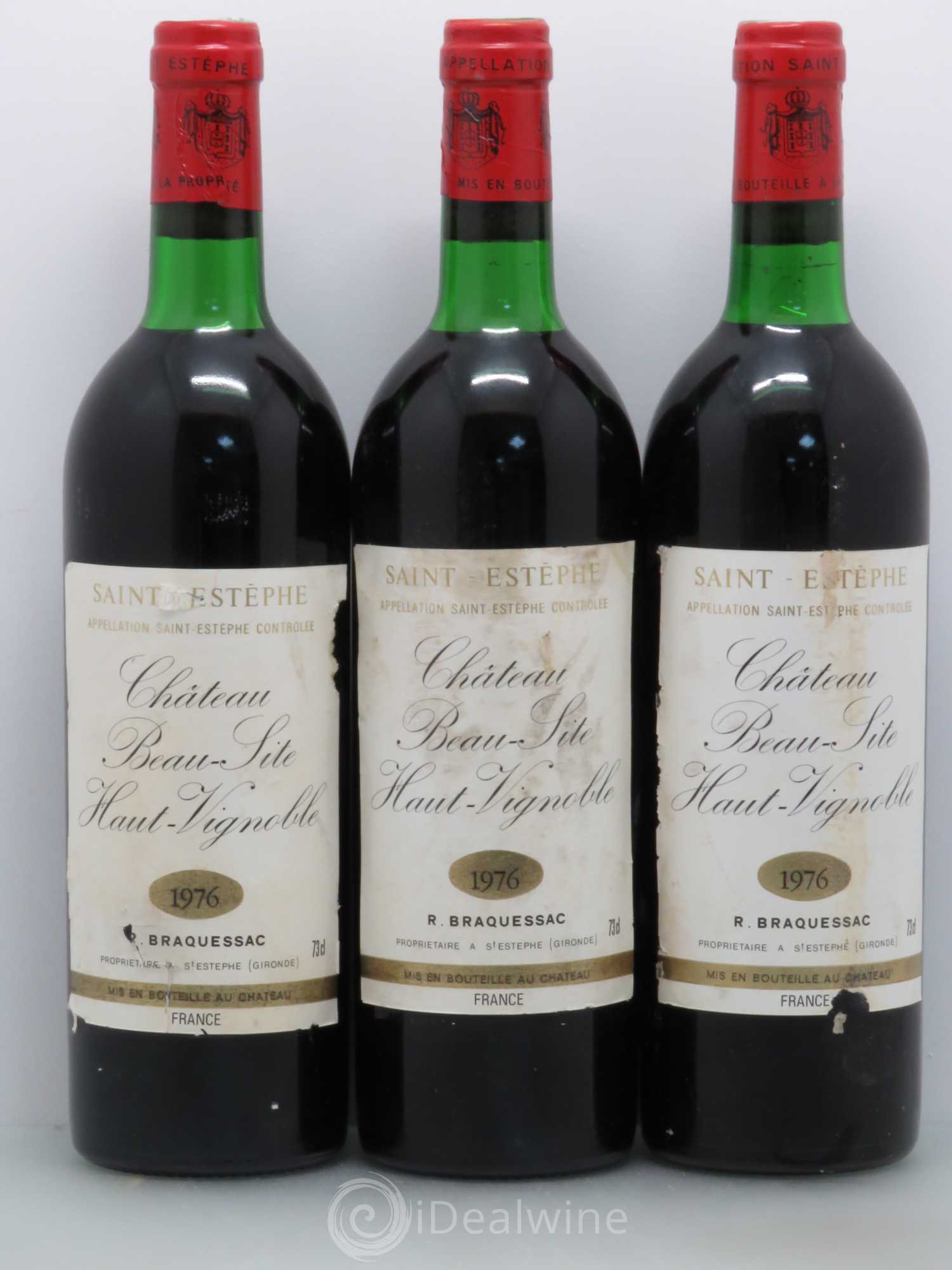Château Beau Site Haut Vignoble Cru Bourgeois 1976 - Lot de 3 bouteilles - 0