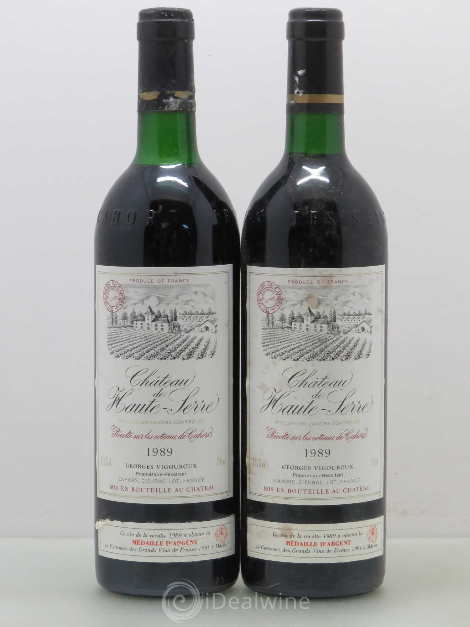 Cahors Château Haute Serre 1989 - Posten von 2 Flaschen - 0