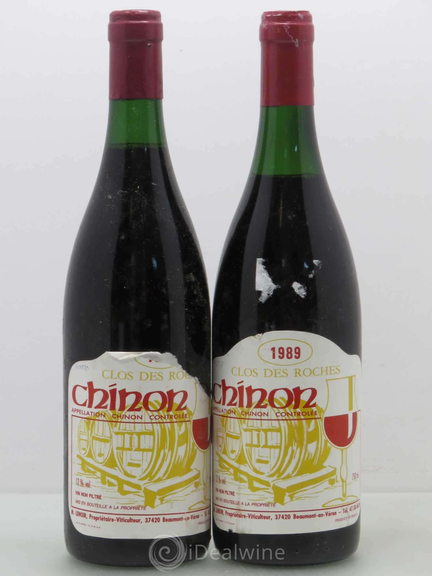Chinon Clos des Roches - Lenoir 1989 - Lot de 2 bouteilles - 0