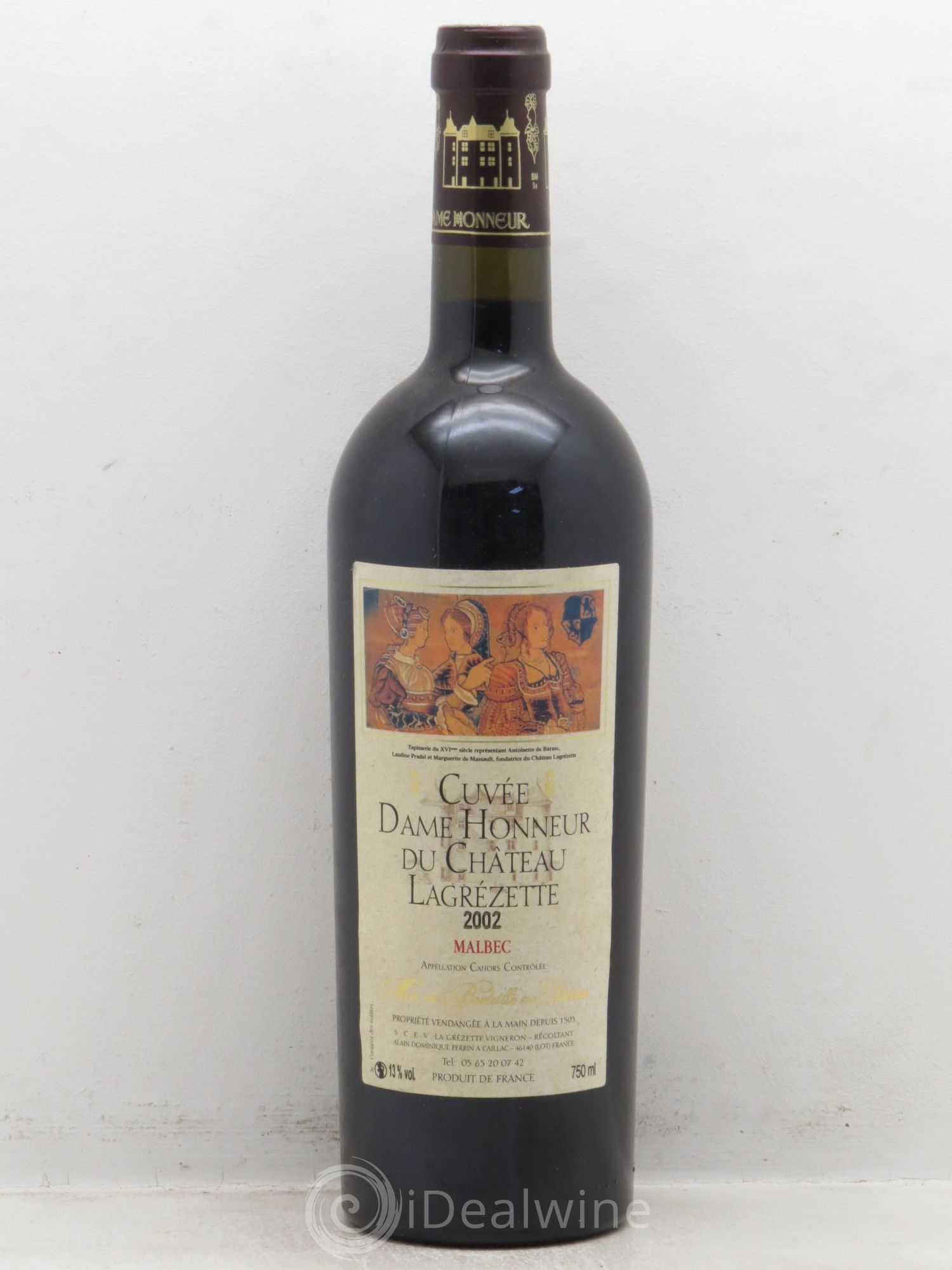 Cahors Château Lagrezette Alain Dominique Perrin Cuvée Dame Honneur (sans prix de réserve-no reserve) 2002 - Posten von 1 Flasche - 0