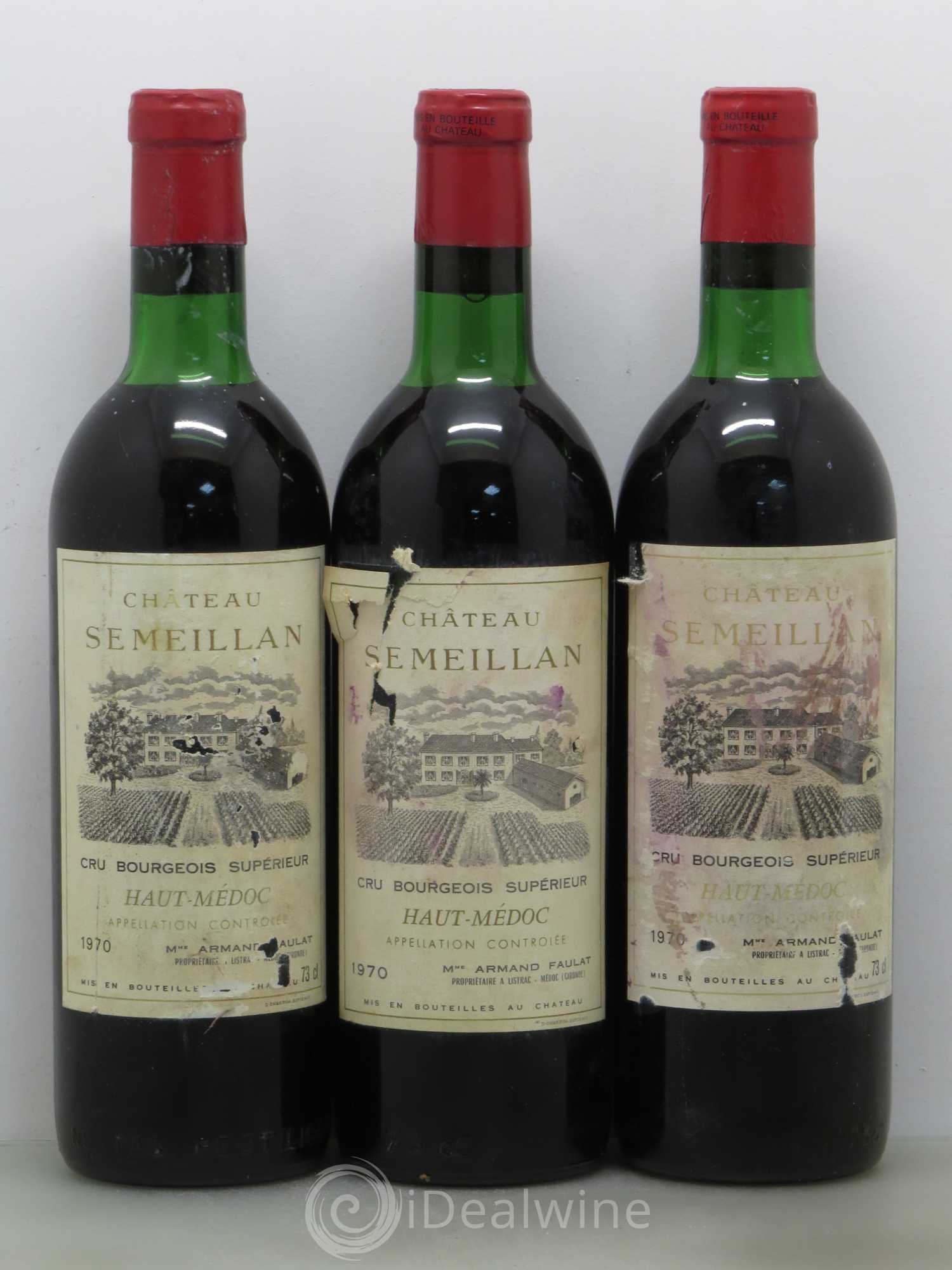 Bordeaux Château Semeillan haut médoc 1970 - Posten von 3 Flaschen - 0