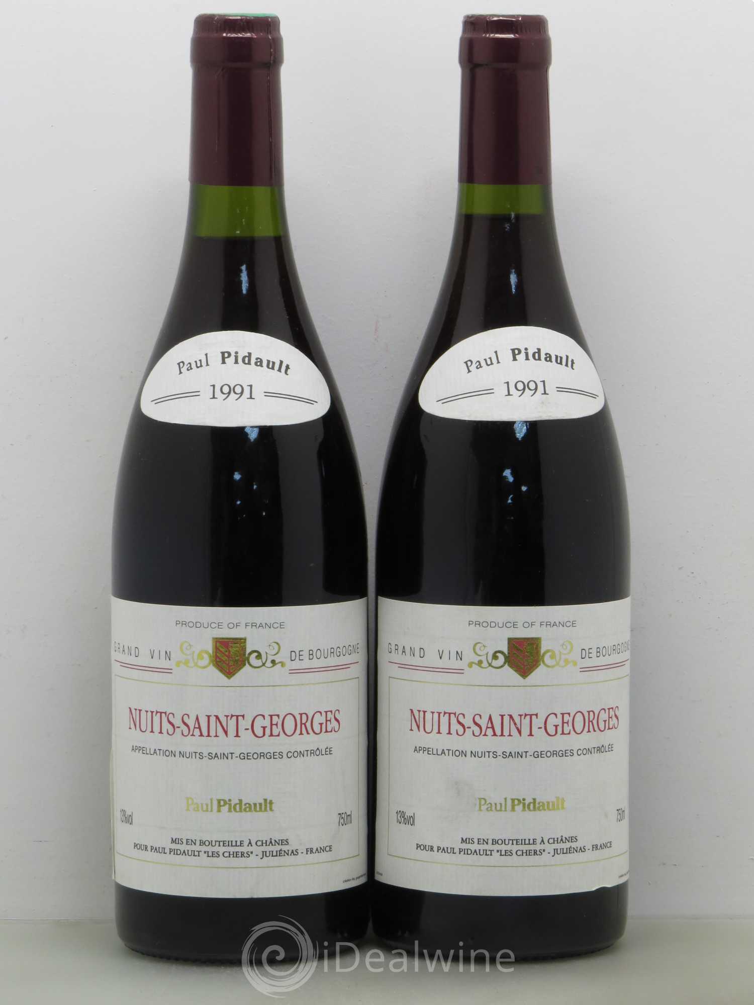 Nuits-Saint-Georges Pidault 1991 - Lot de 2 bouteilles - 0
