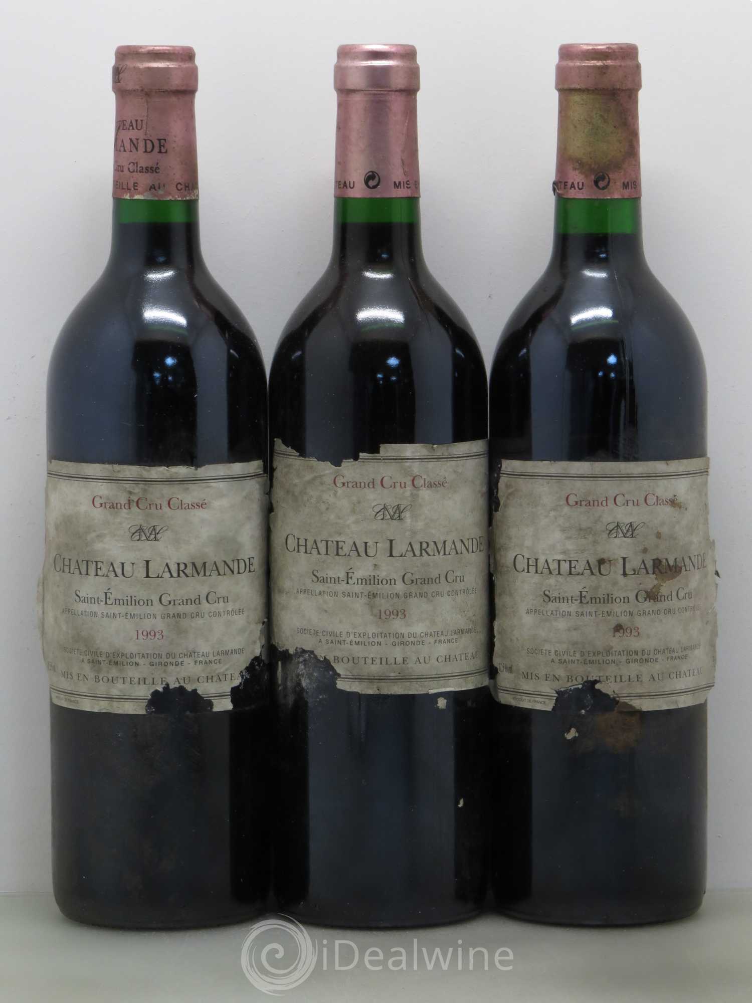 Château Larmande Grand Cru Classé 1993 - Lot de 3 bouteilles - 0