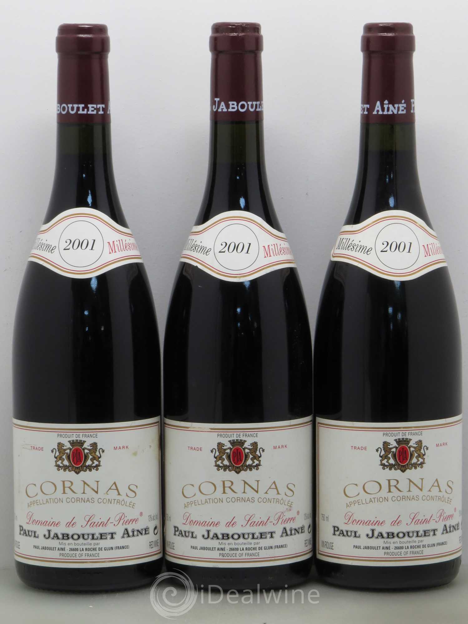 Cornas Domaine de Saint-Pierre Paul Jaboulet Ainé 2001 - Lot de 3 bouteilles - 0