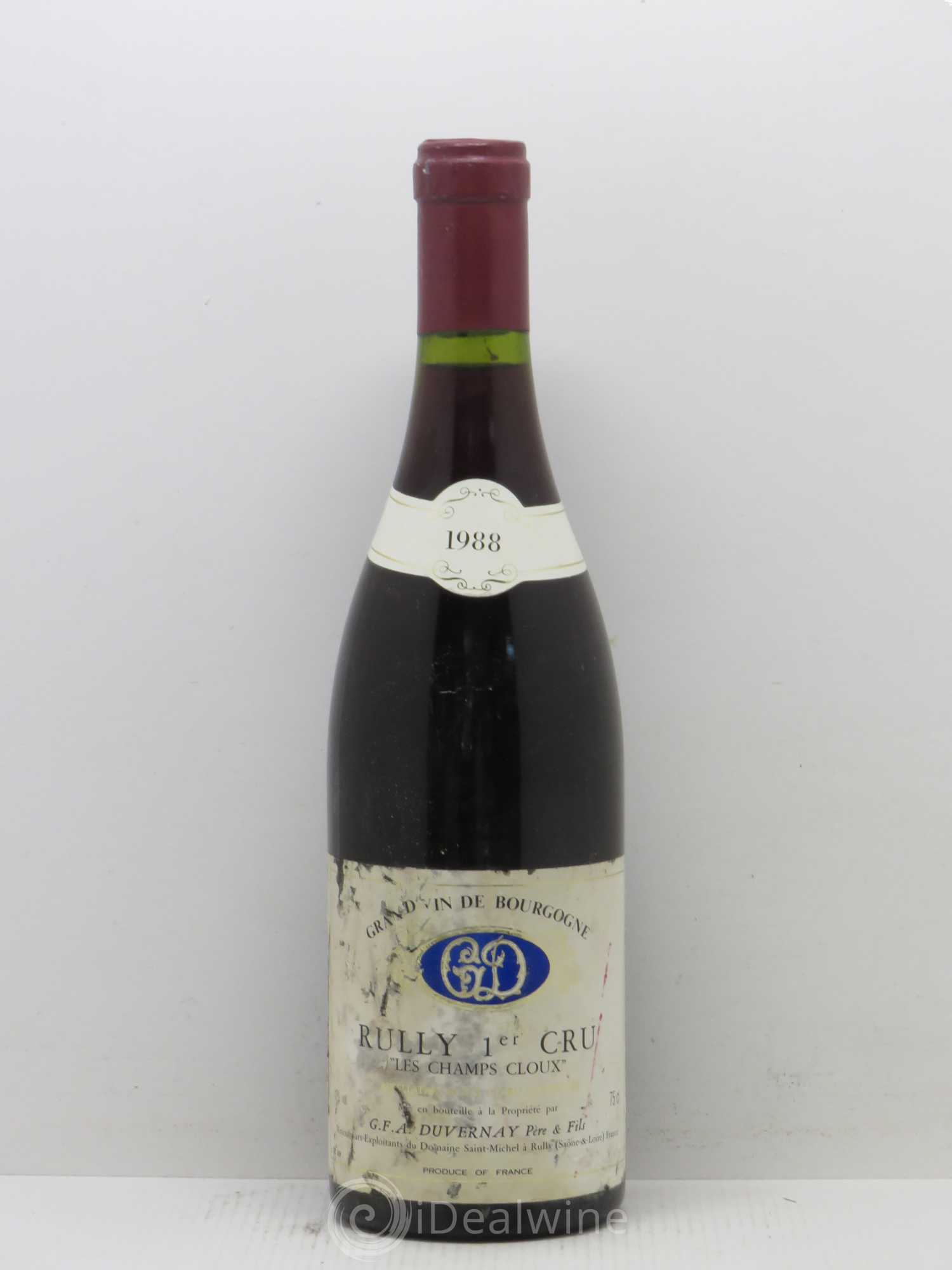 Rully 1er Cru Les Champs Cloux Duvernay 1988 - Posten von 1 Flasche - 0