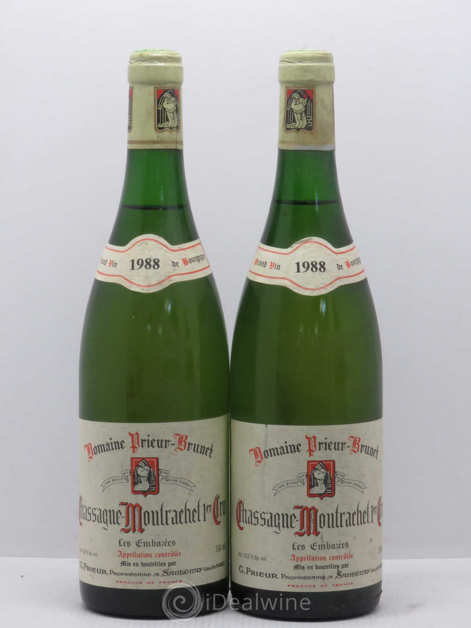 Chassagne-Montrachet 1er Cru Les Embazées Domaine Prieur-Brunet 1988 - Posten von 2 Flaschen - 0