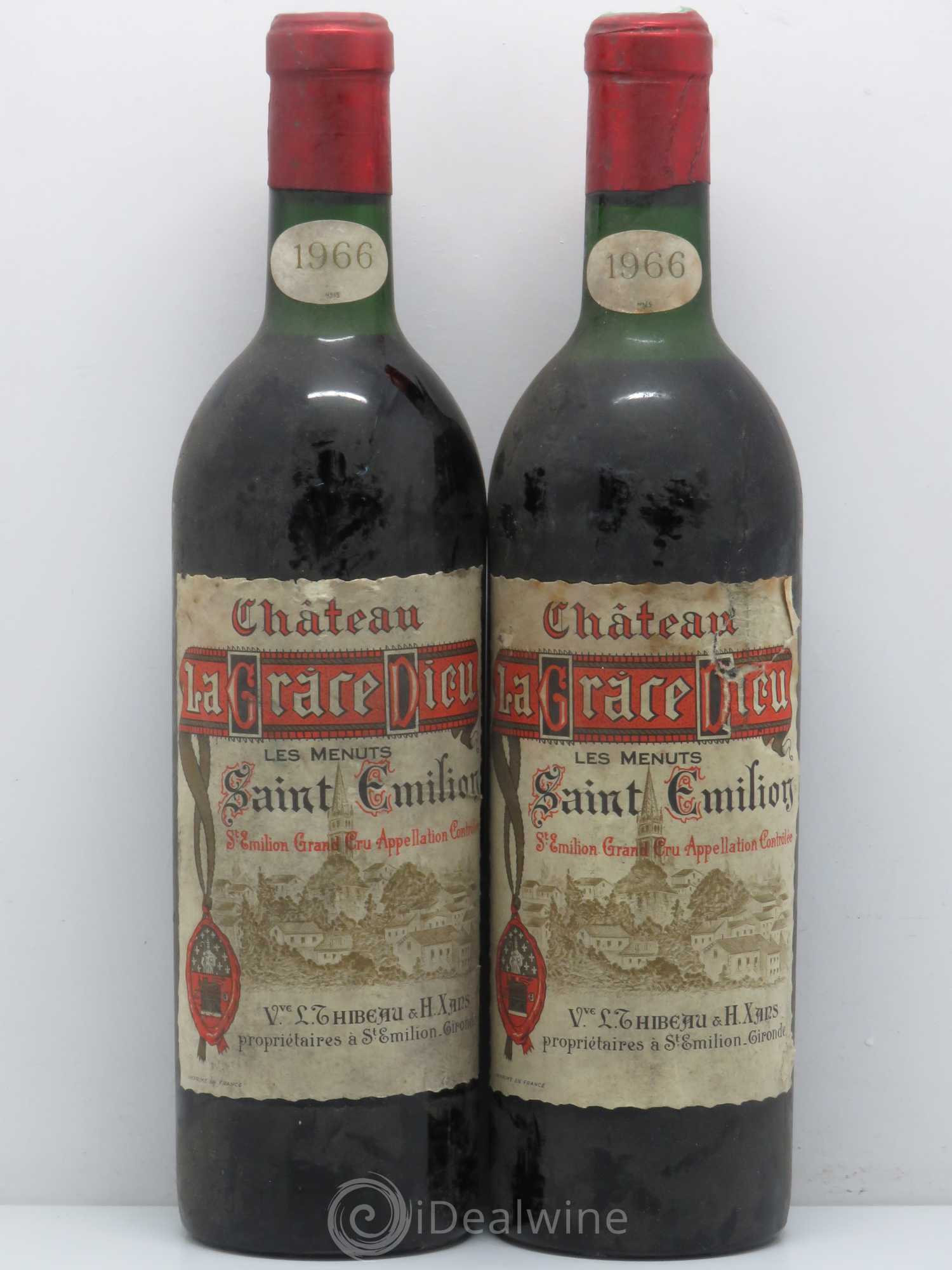 Château la Grâce Dieu les Menuts 1966 - Lot de 2 bouteilles - 0