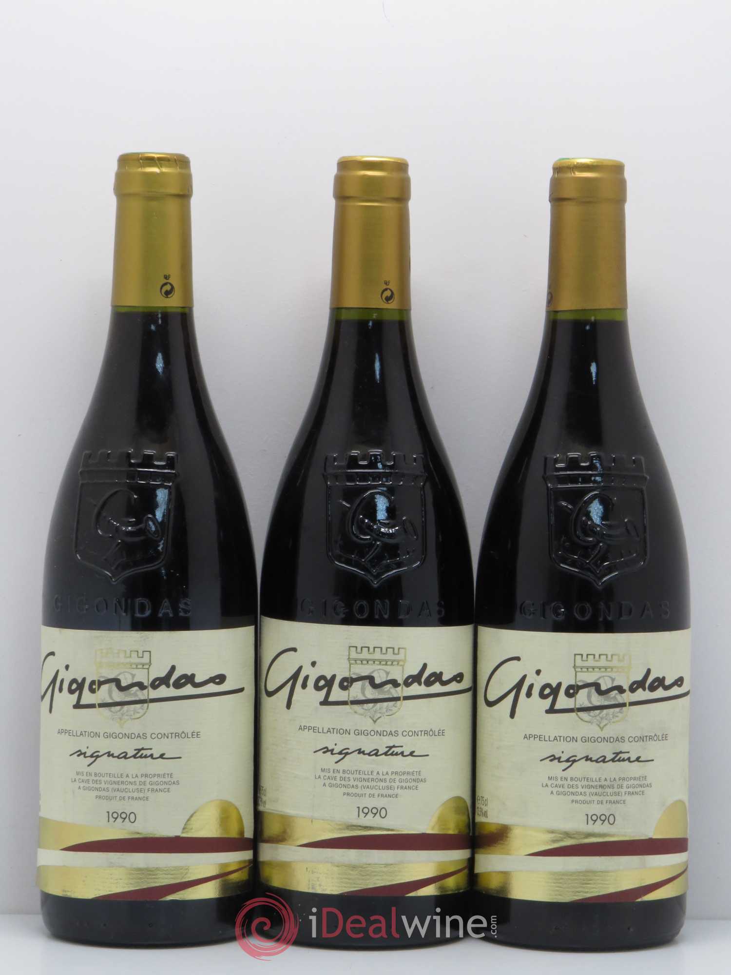 Gigondas Signature Cave Des Vignerons 1990 - Lot de 3 bouteilles - 0