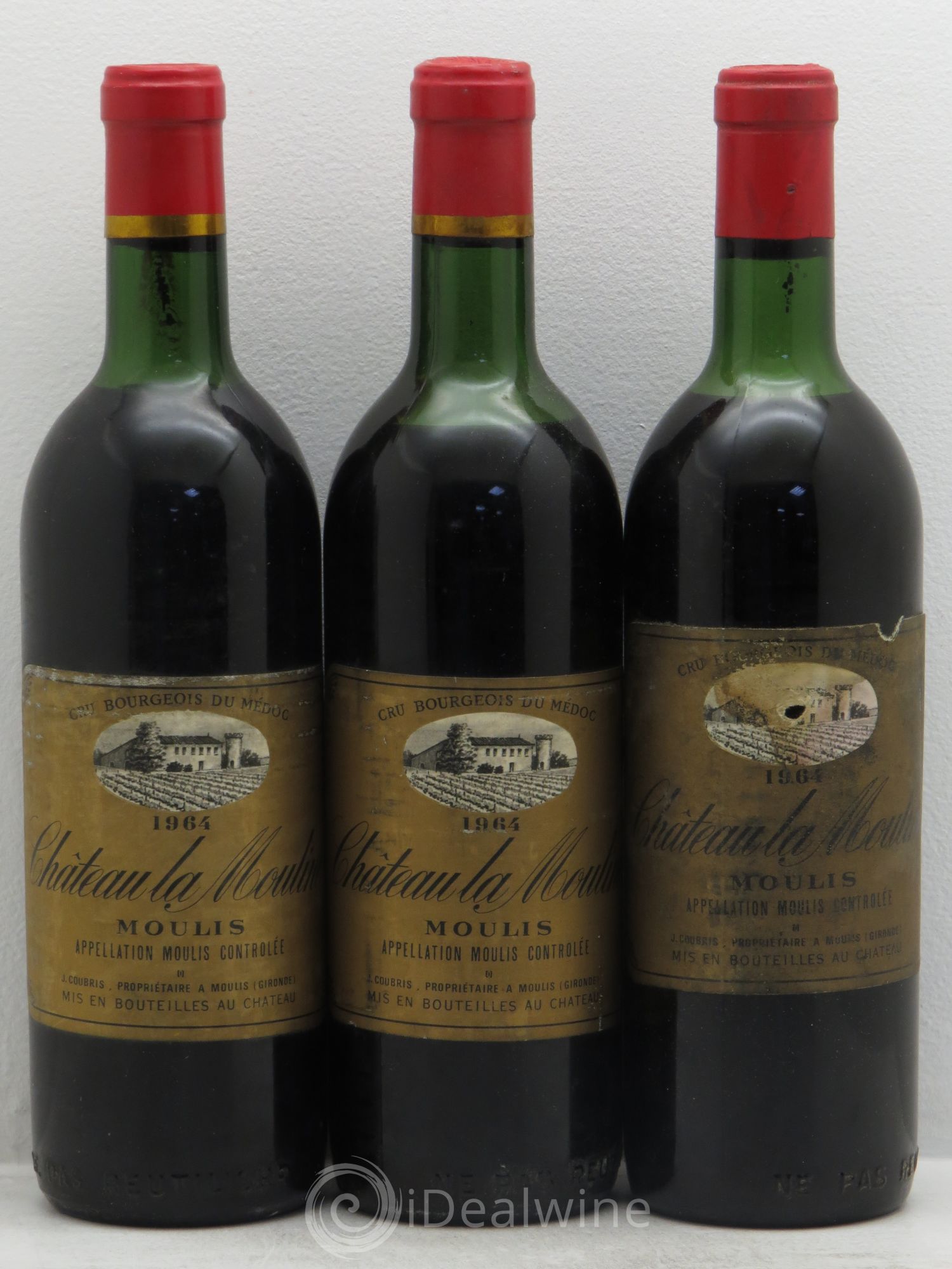 Moulis en Médoc Château La Mouline 1964 - Lot de 3 bouteilles - 0