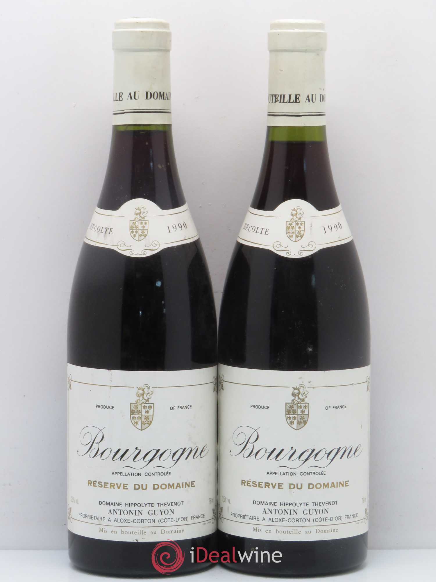 Bourgogne Reserve Du Domaine Domaine Hippolyte Thevenot Antonin Guyon 1990 - Posten von 2 Flaschen - 0