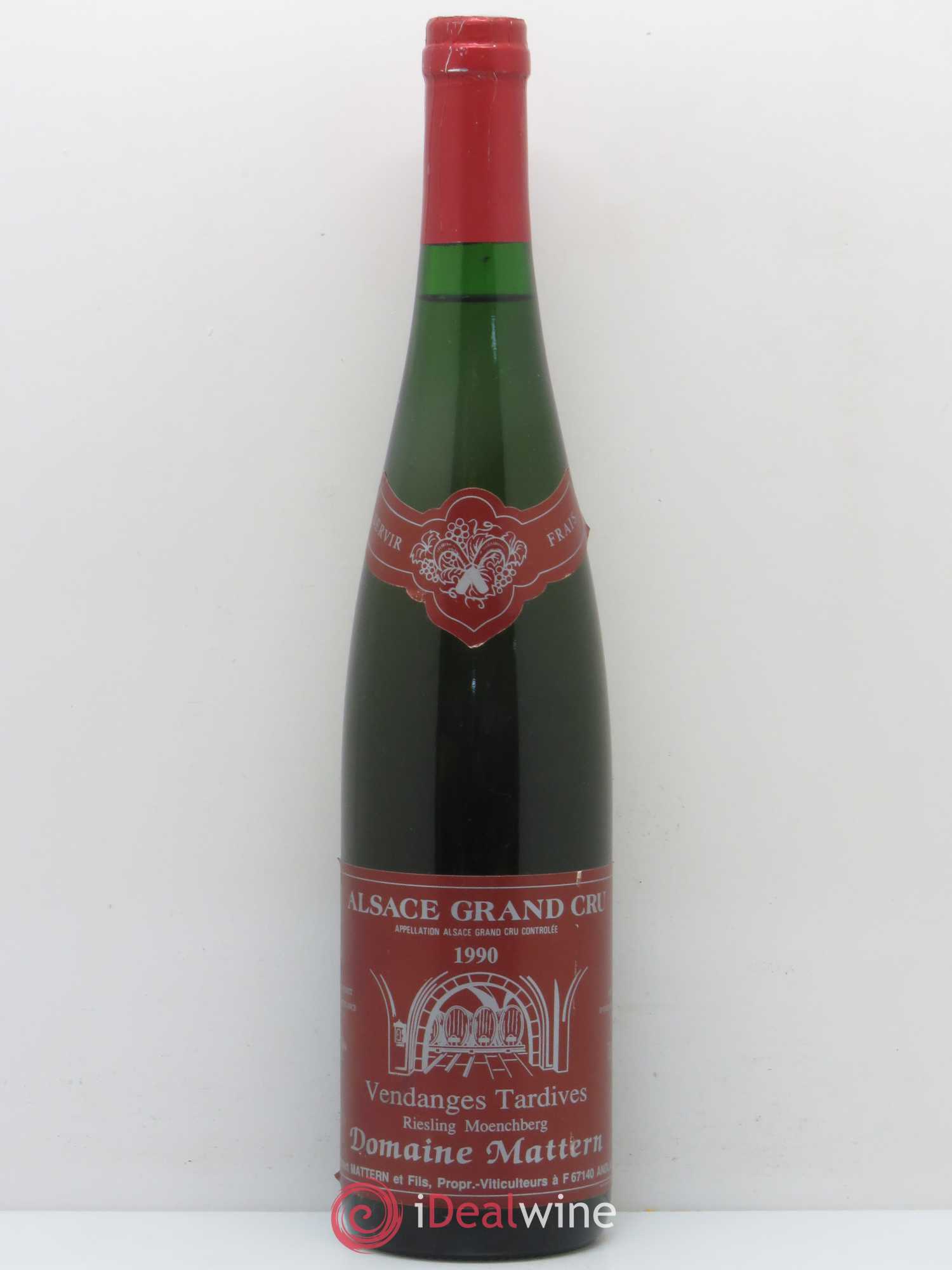Riesling Grand Cru Moenchberg Vendanges Tardives Domaine Mattern 1990 - Posten von 1 Flasche - 0