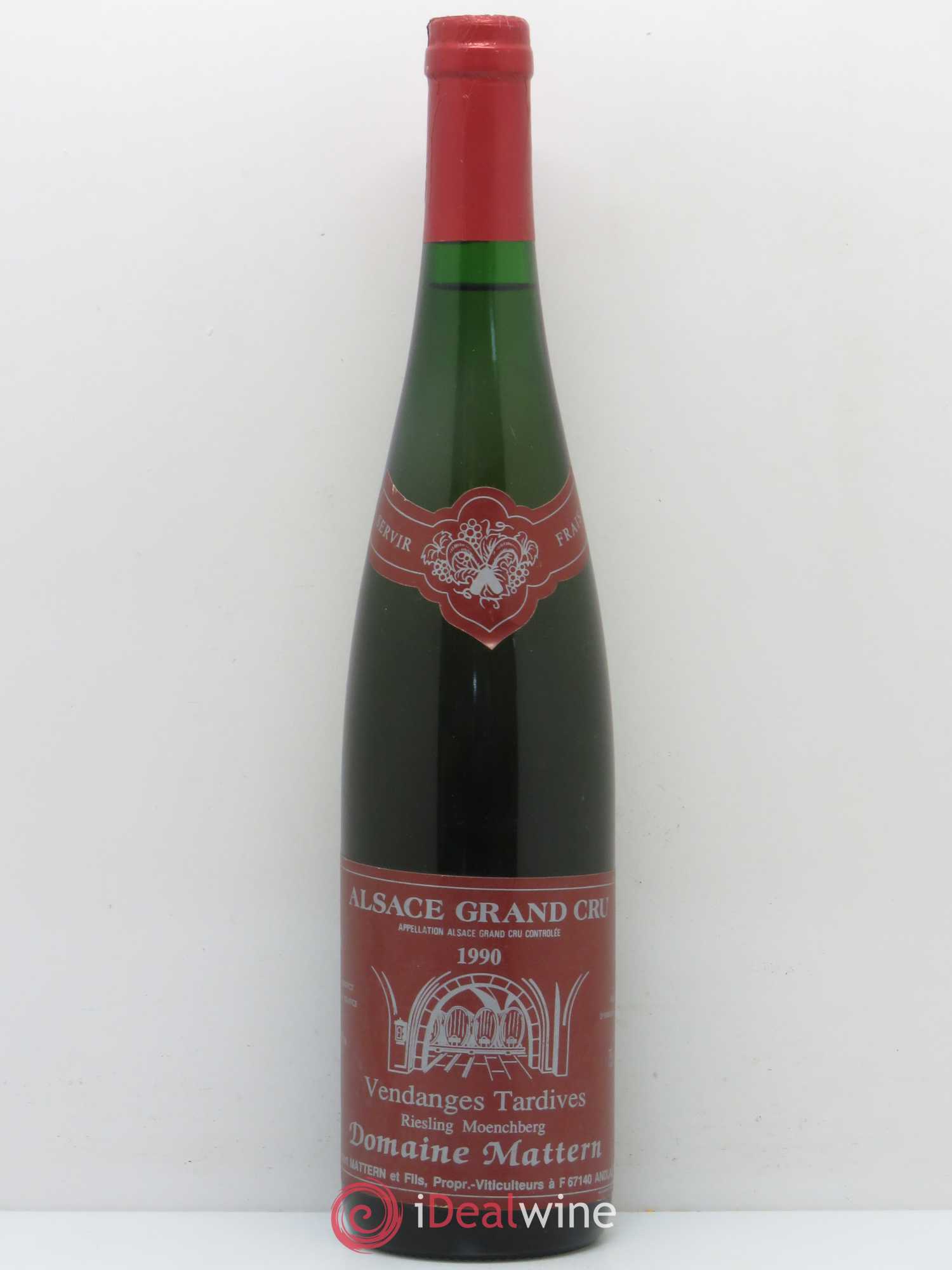 Riesling Grand Cru Moenchberg Vendanges Tardives Domaine Mattern 1990 - Posten von 1 Flasche - 0