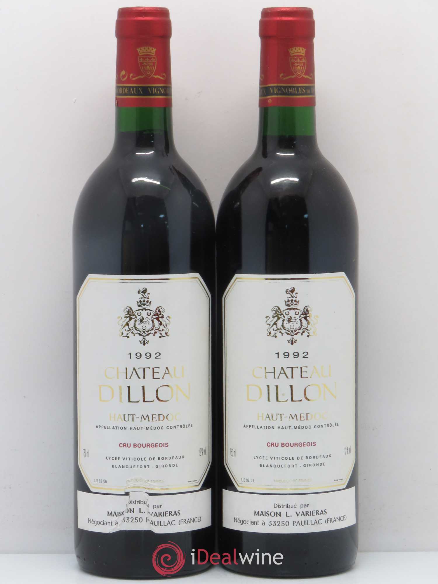 Château Dillon Cru Bourgeois 1992 - Lot de 2 bouteilles - 0