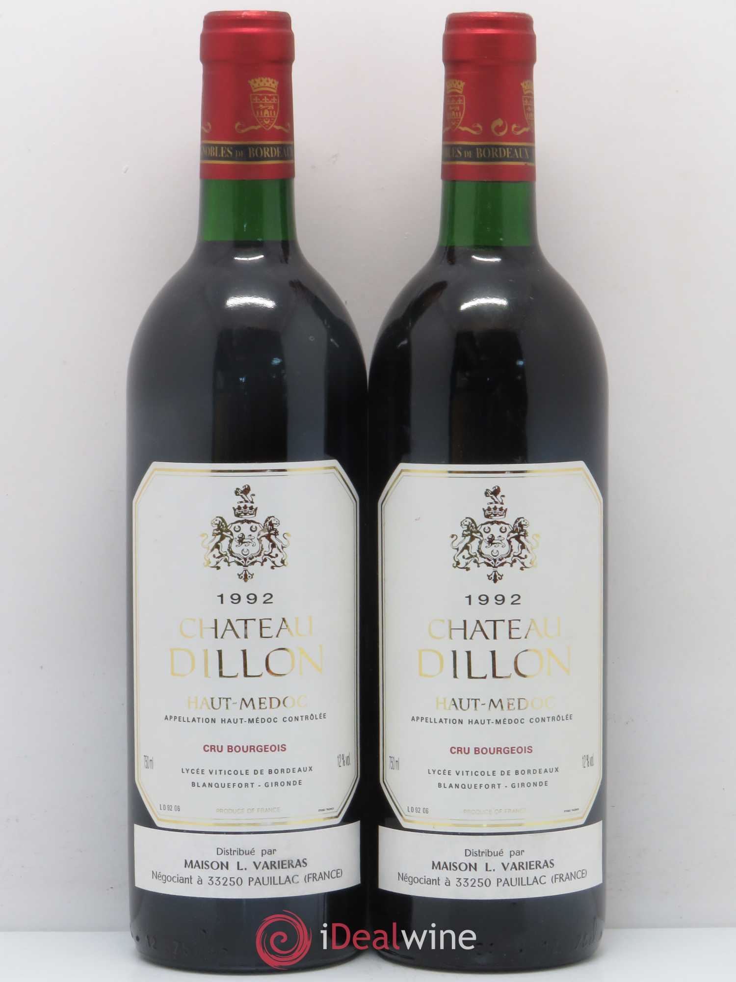 Château Dillon Cru Bourgeois 1992 - Lot de 2 bouteilles - 0