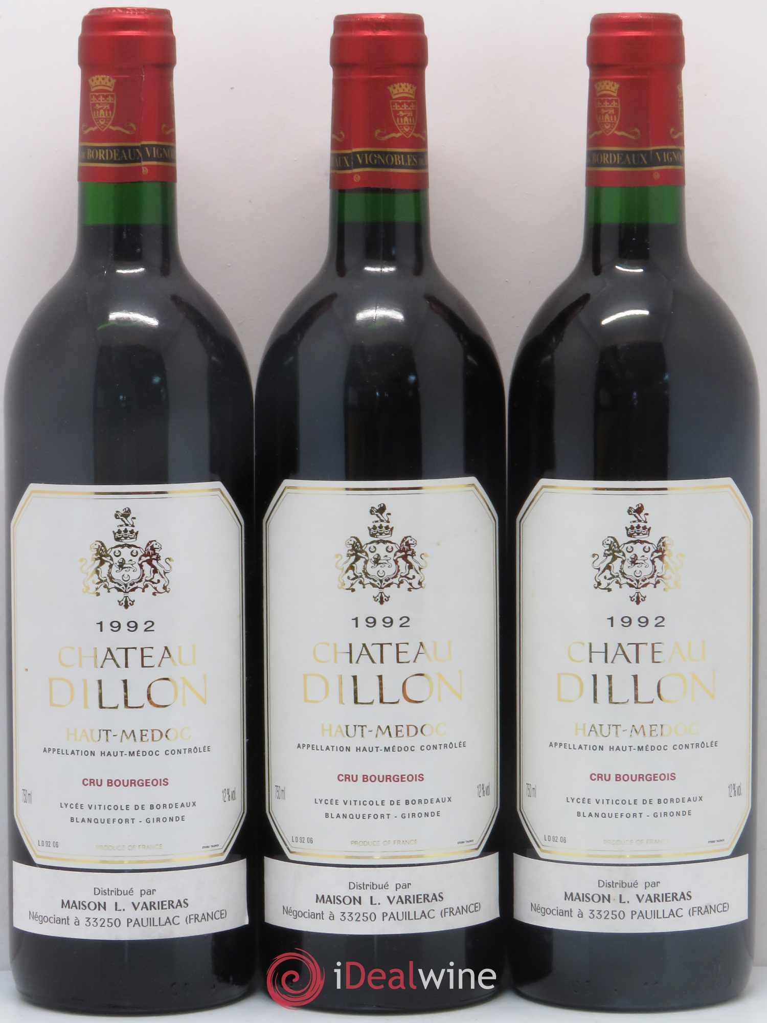 Château Dillon Cru Bourgeois 1992 - Lot de 3 bouteilles - 0
