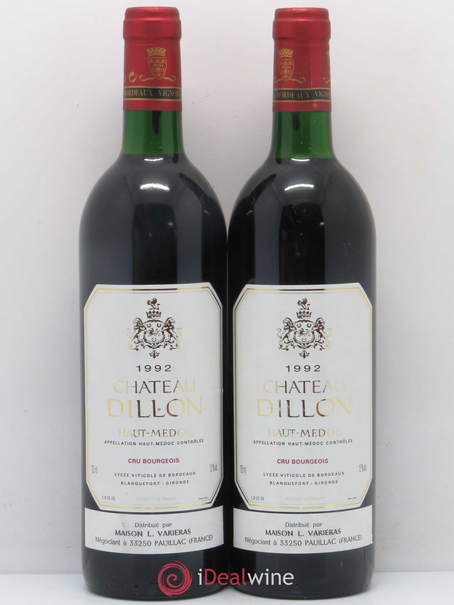 Château Dillon Cru Bourgeois 1992 - Lot de 2 bouteilles - 0