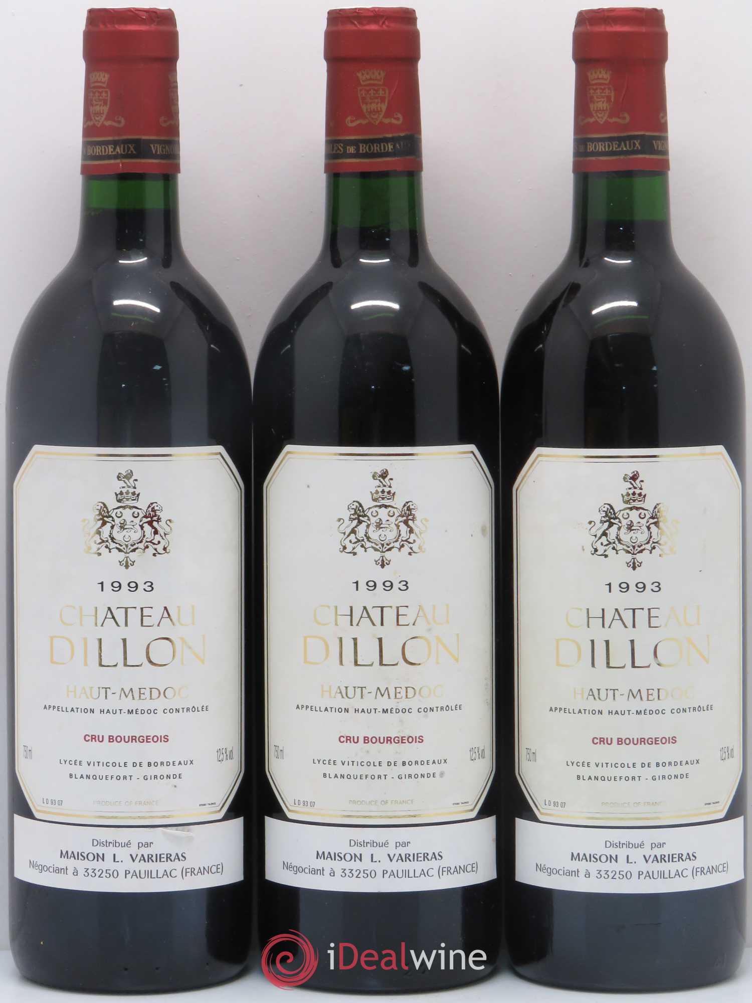 Château Dillon Cru Bourgeois 1993 - Lot de 3 bouteilles - 0