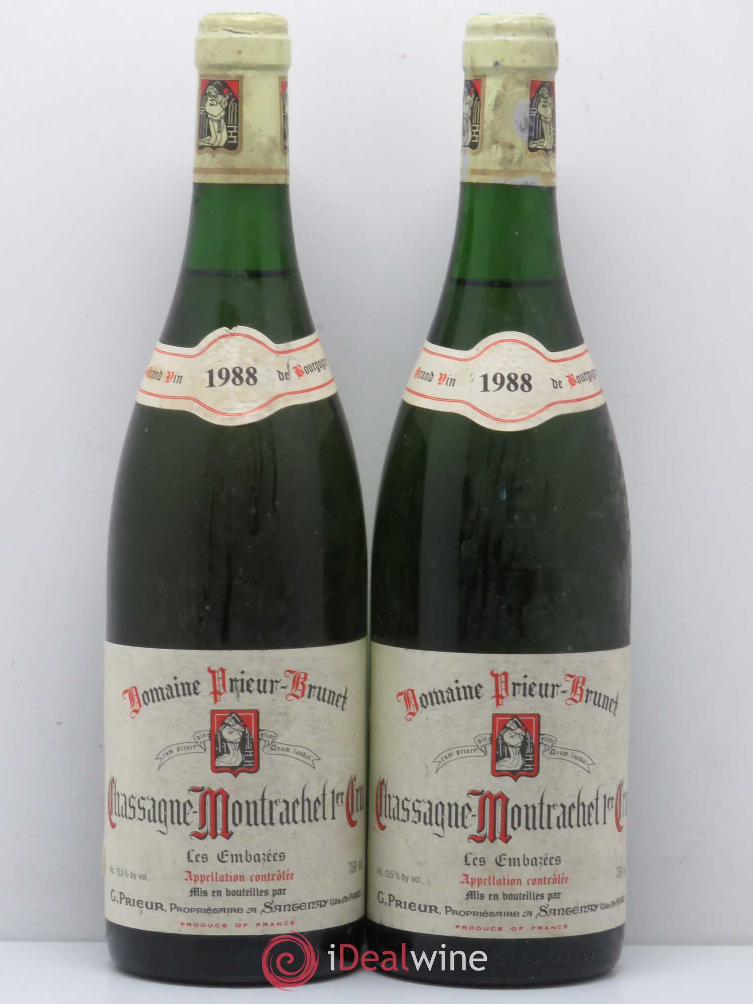 Chassagne-Montrachet 1er Cru Domaine Prieur Brunet Les Embrazees 1988 - Posten von 2 Flaschen - 0