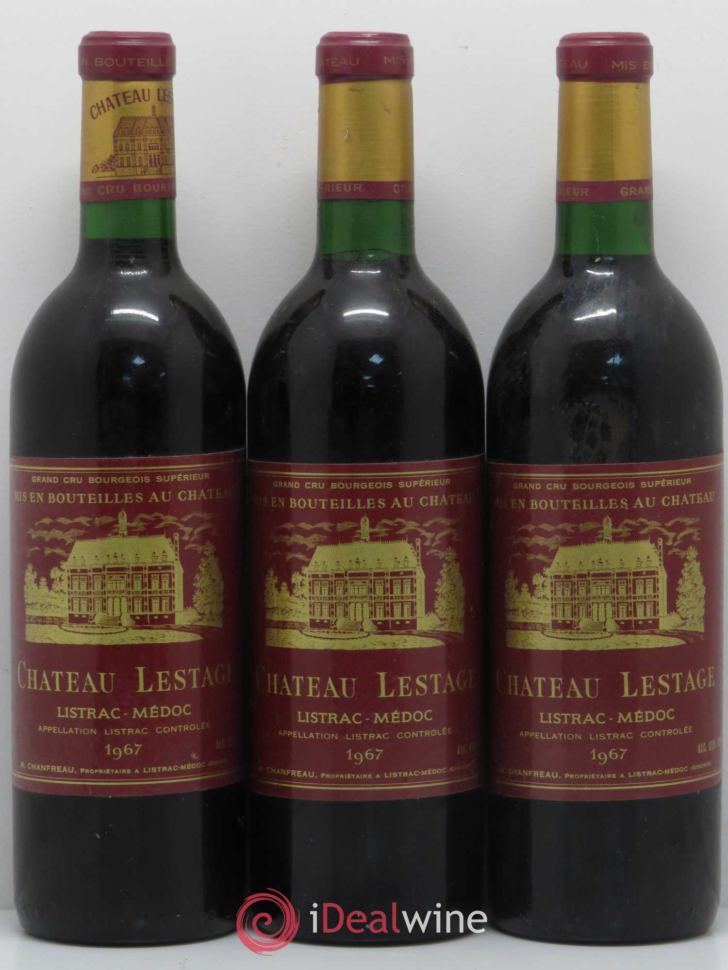 Château Lestage Cru Bourgeois 1967 - Lot de 3 bouteilles - 0