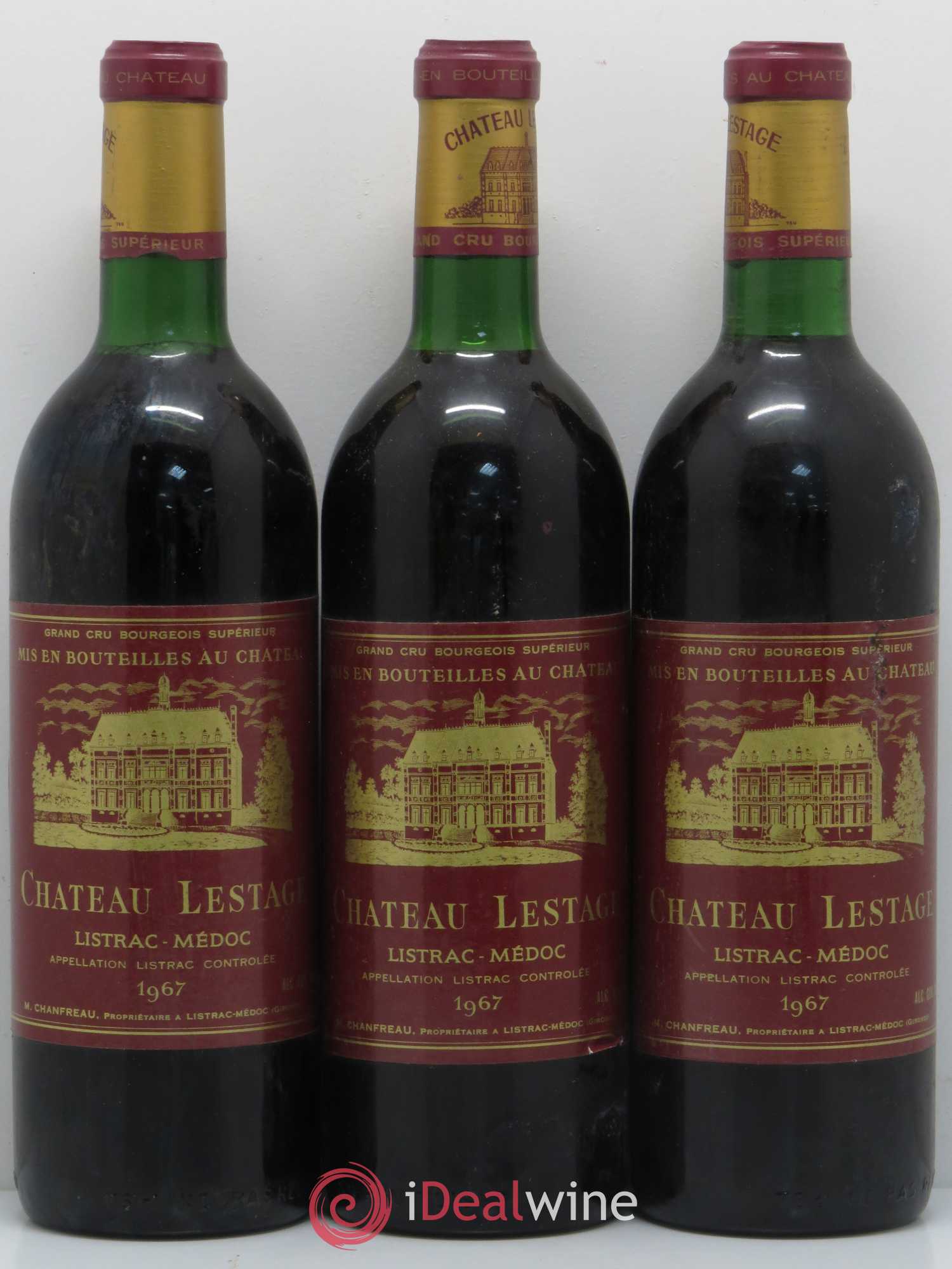 Château Lestage Cru Bourgeois 1967 - Lot de 3 bouteilles - 0