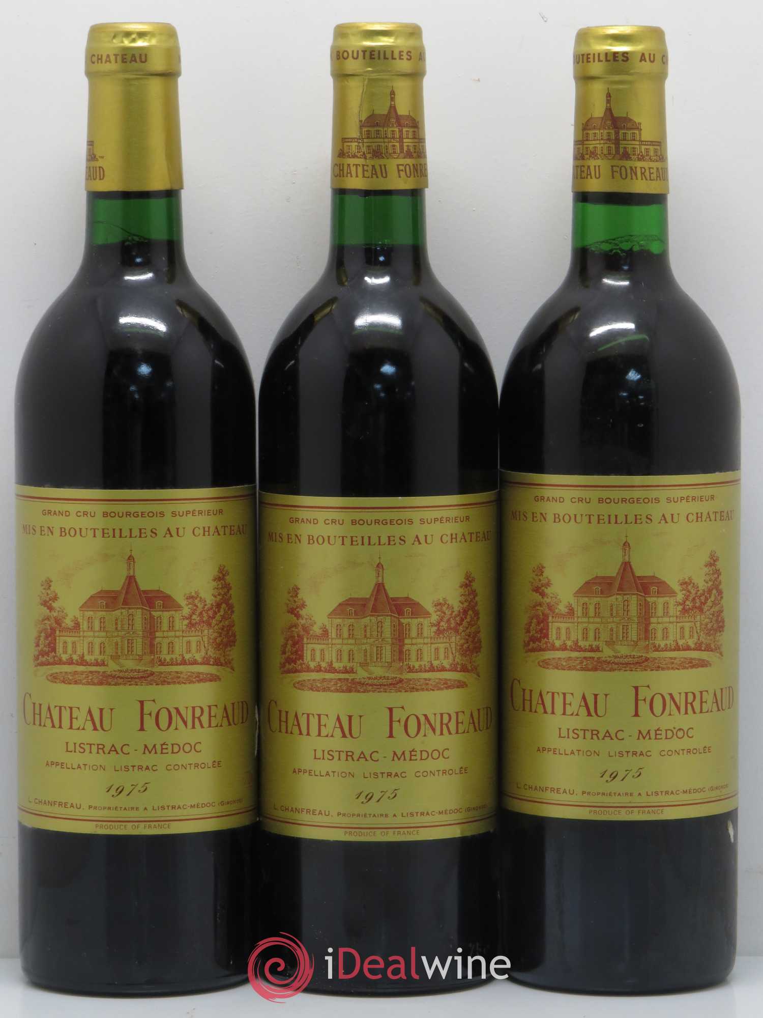 Château Fonréaud Cru Bourgeois 1975 - Lot de 3 bouteilles - 0
