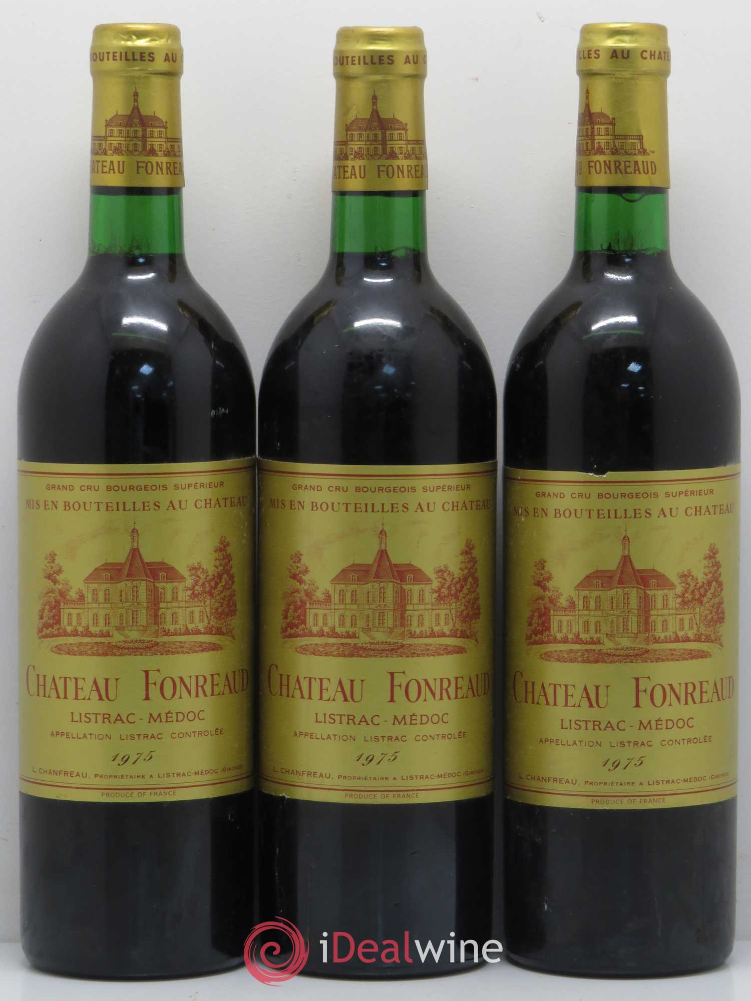Château Fonréaud Cru Bourgeois 1975 - Lot de 3 bouteilles - 0
