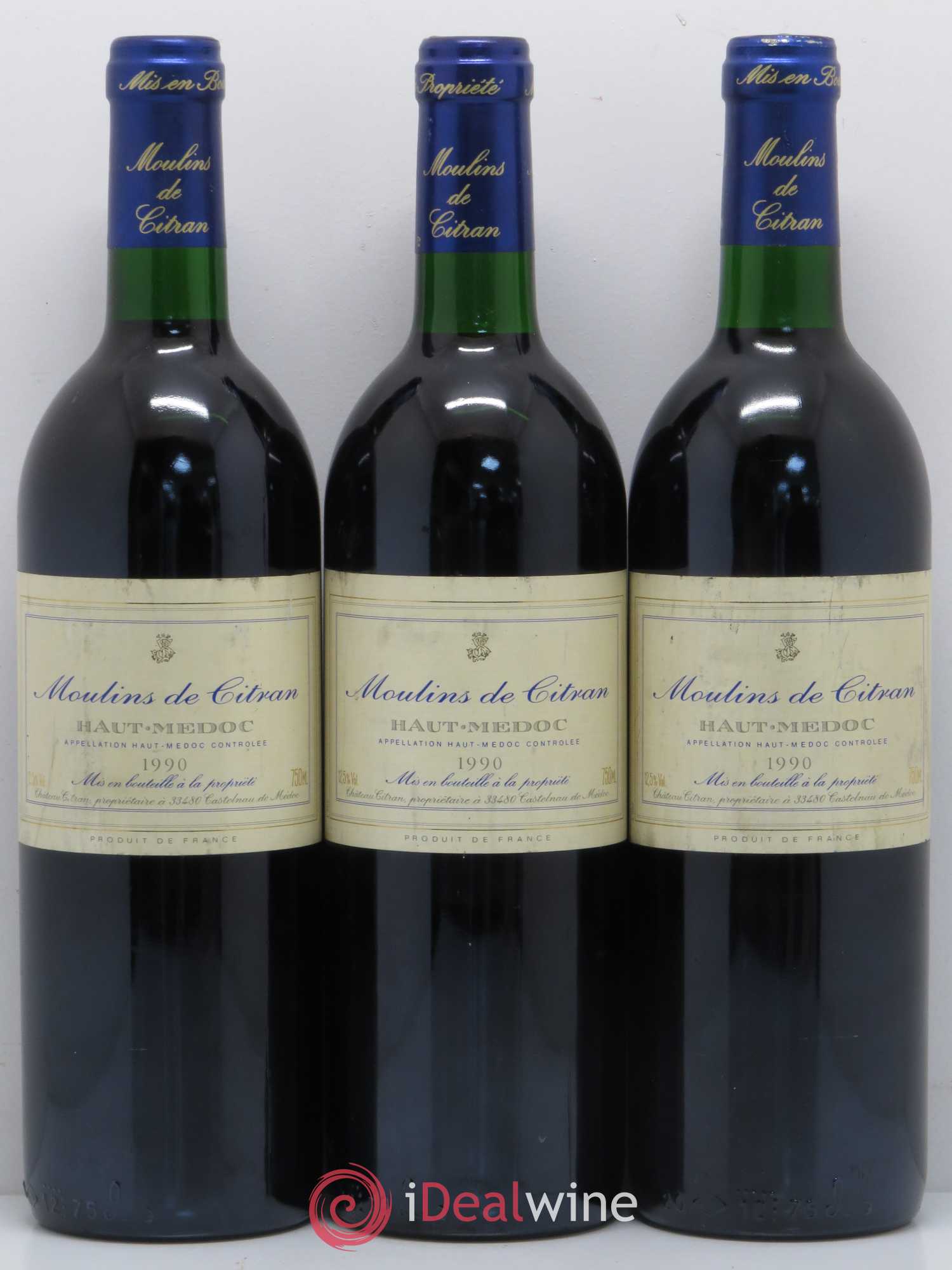 Haut Médoc Moulins de Citran 1990 - Posten von 3 Flaschen - 0