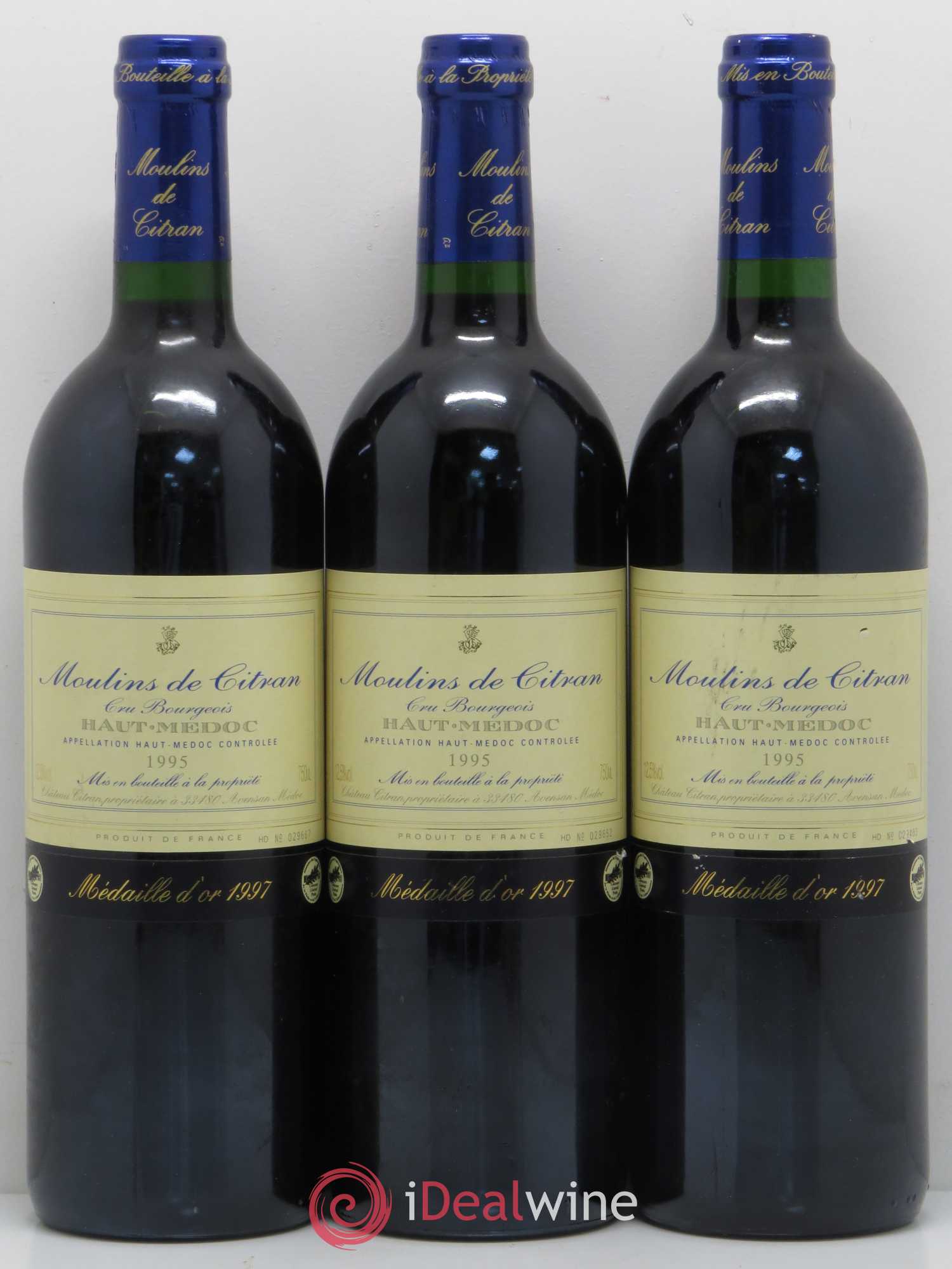 Haut Médoc Moulins de Citran 1995 - Lot de 3 bouteilles - 0