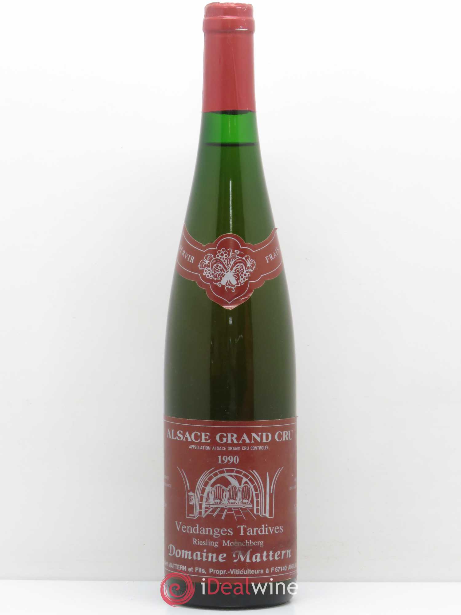 Riesling Vendanges Tardives Moenchberg Domaine Mattern 1990 - Posten von 1 Flasche - 0