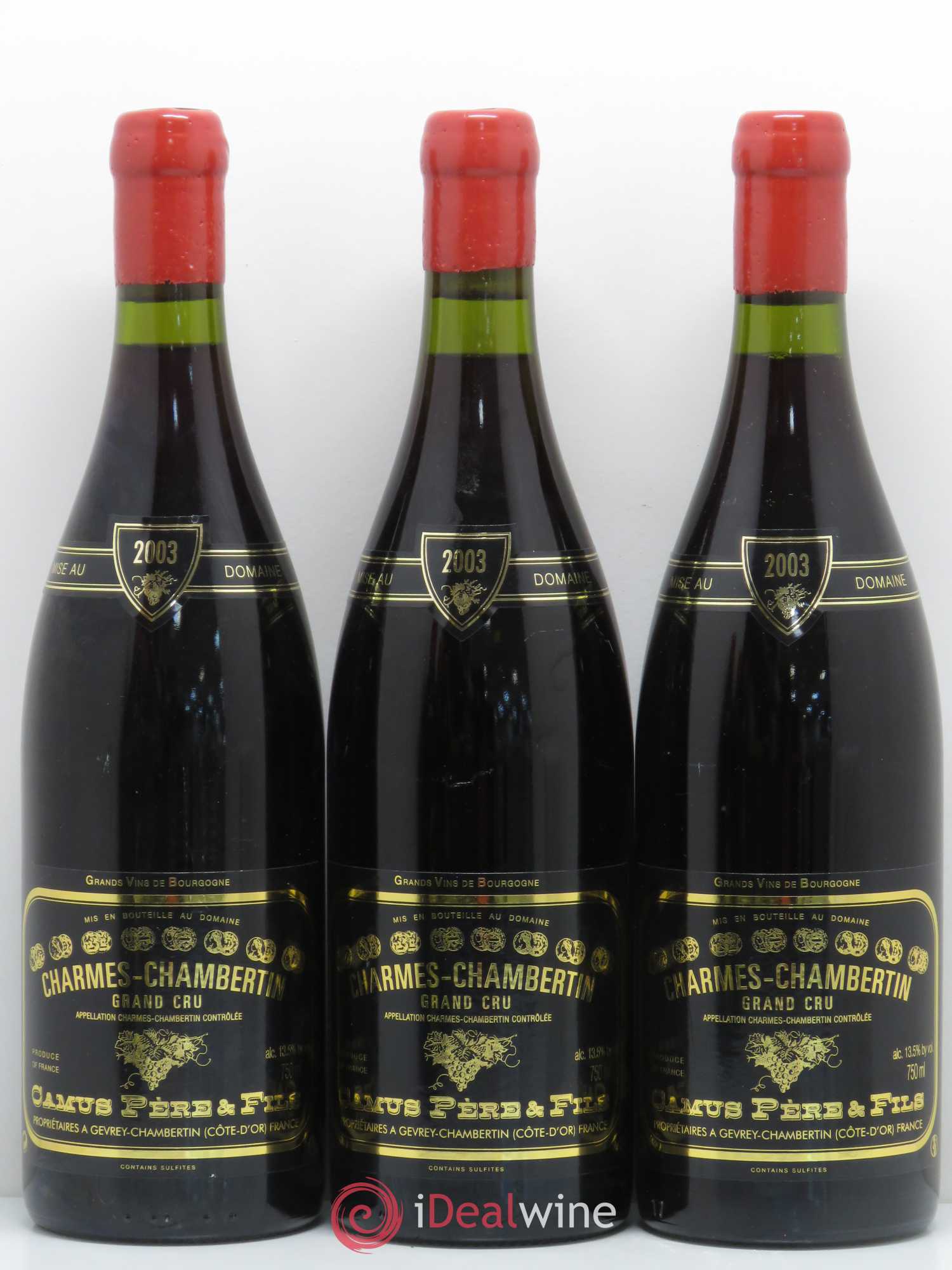 Charmes-Chambertin Grand Cru Camus Père et Fils (Domaine) 2003 - Lot de 3 bouteilles - 0