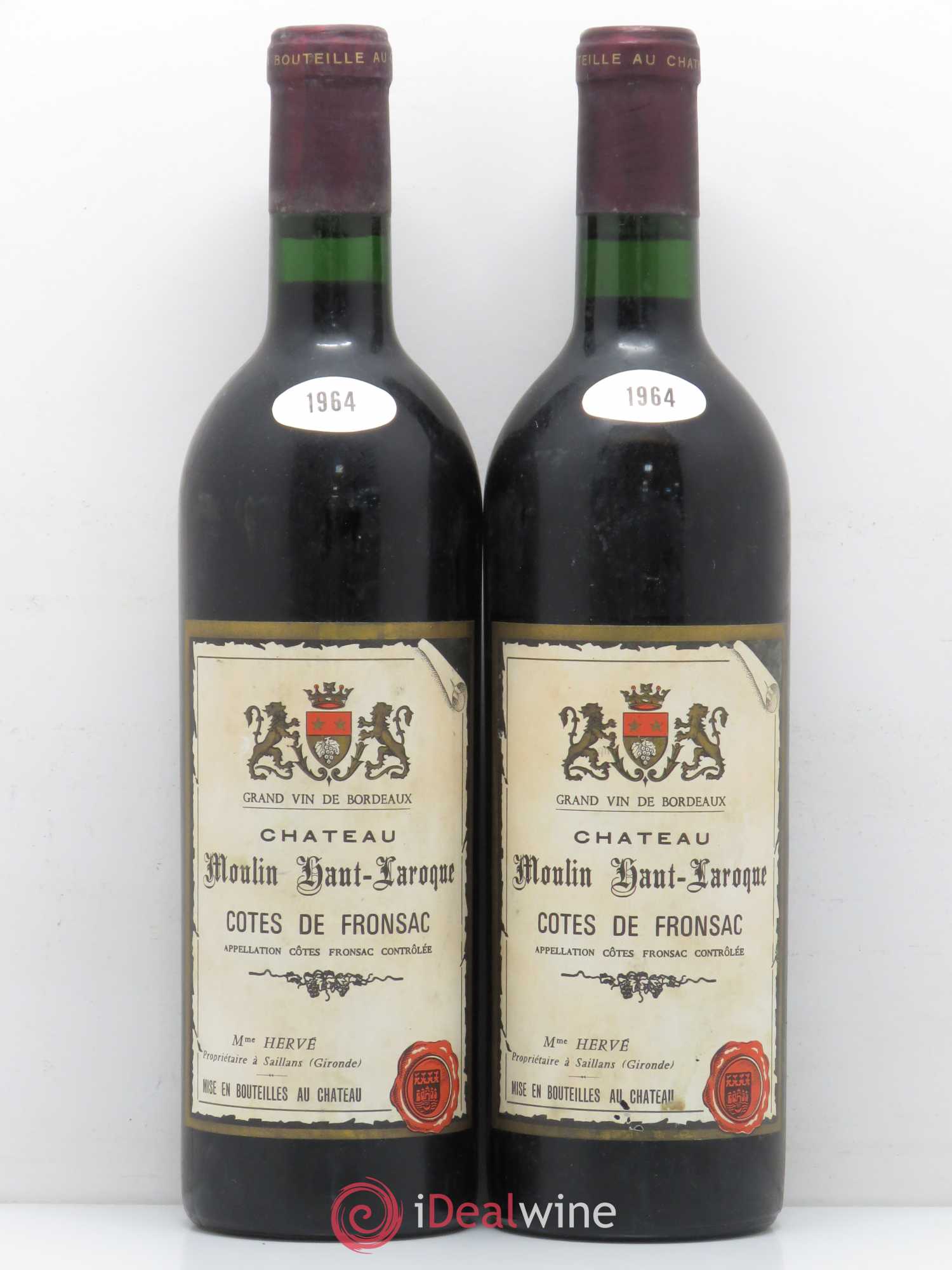 Fronsac Château Moulin Haut Laroque 1964 - Posten von 2 Flaschen - 0