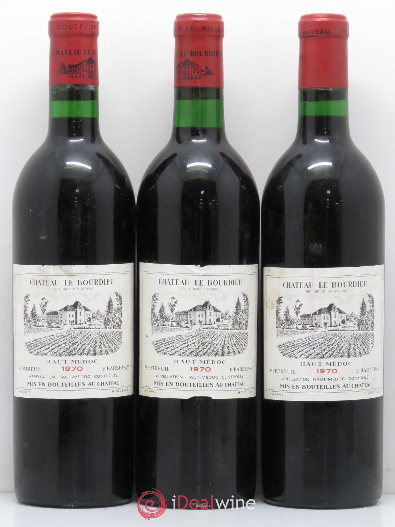 Château le Bourdieu Cru Bourgeois 1970 - Lot de 3 bouteilles - 0